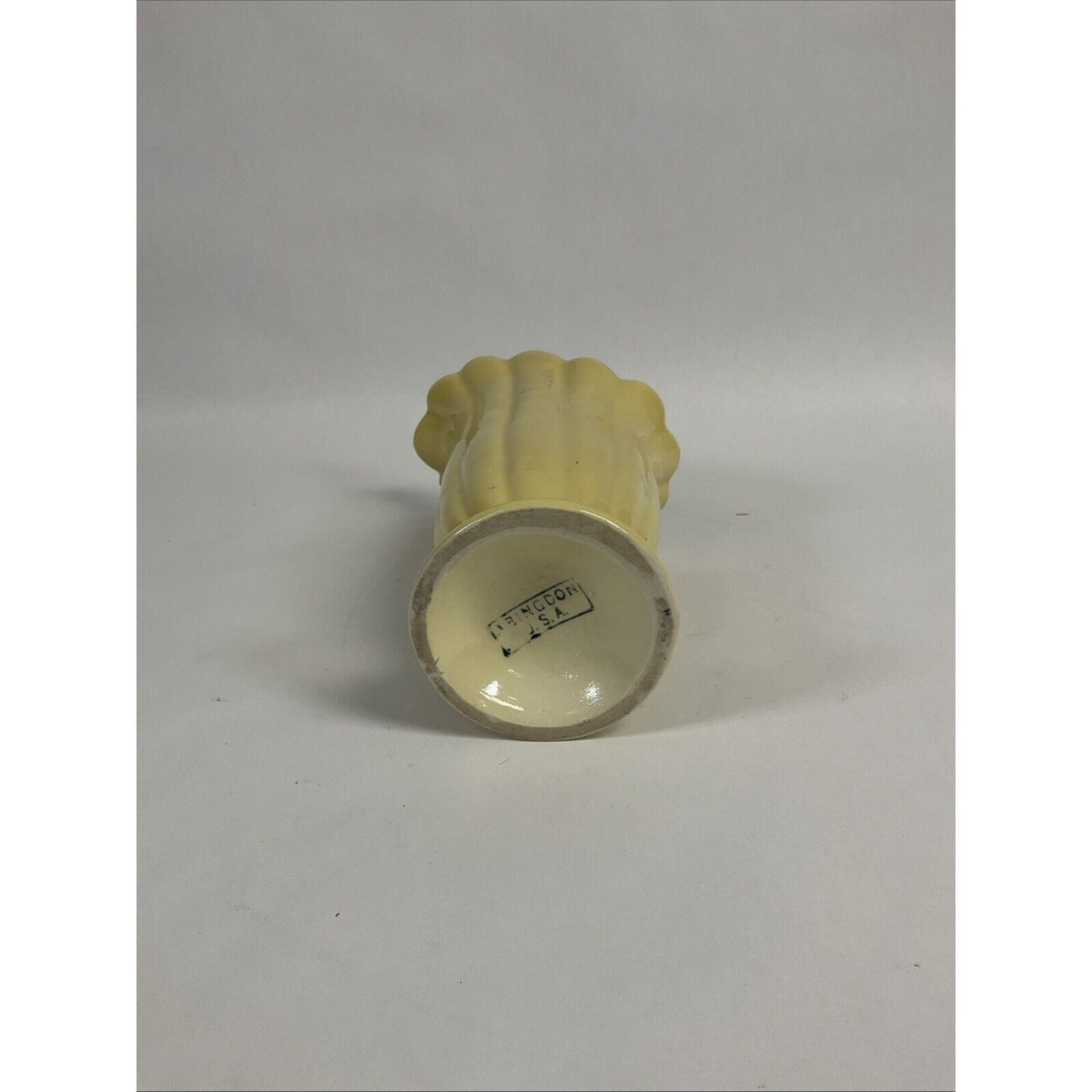Vintage Art Deco Abingdon Pottery Tall Yellow Vase Made in USA 11”