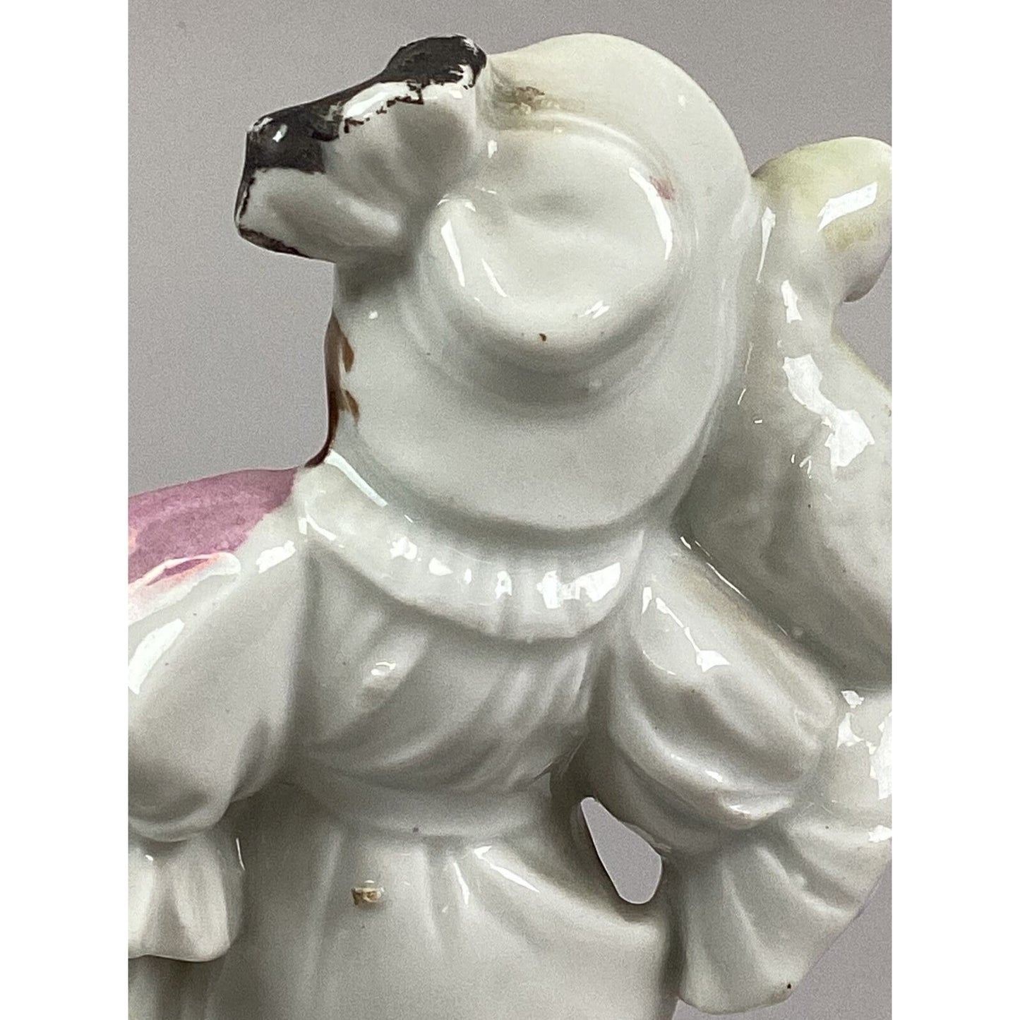 Vintage Porcelain Figurine Of A Lady Holding A Cat - 8”H