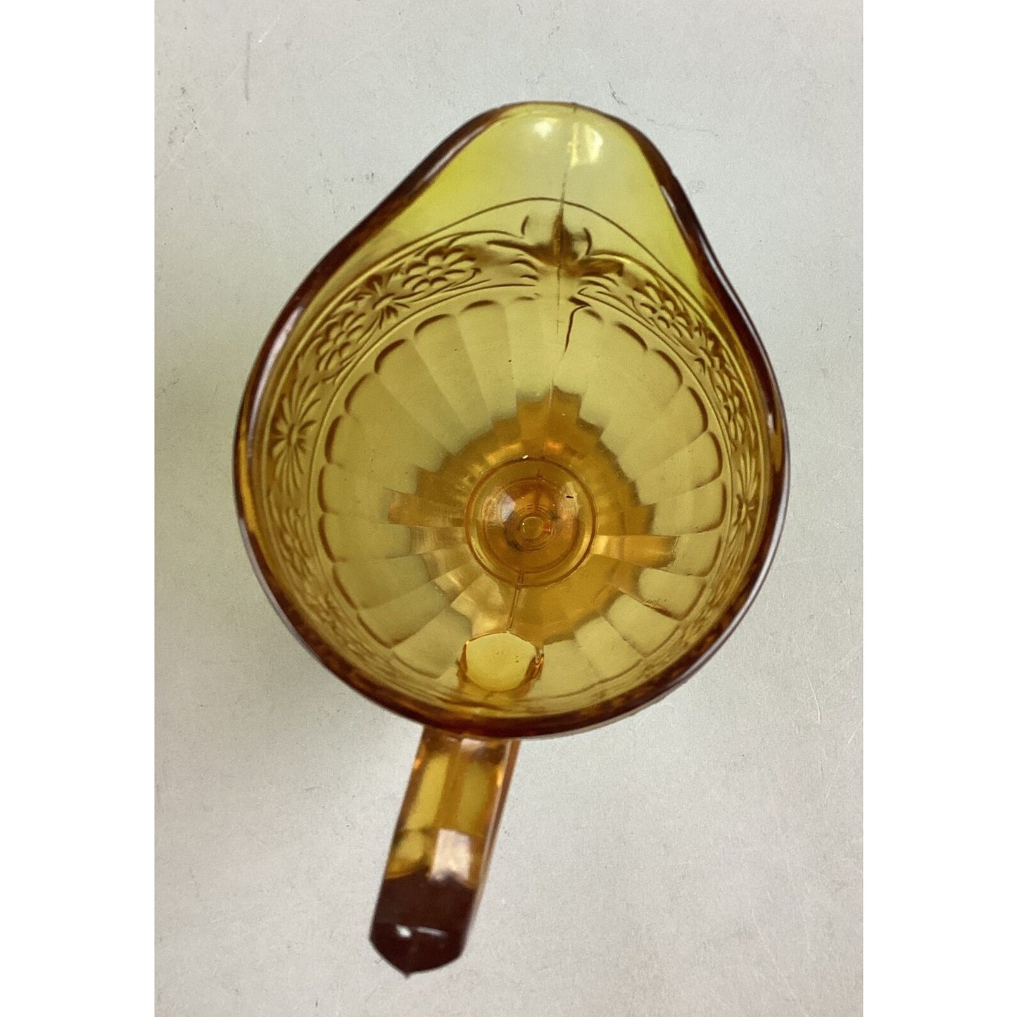 Vintage Indiana Glass Amber Depression Glass Daisy Pattern Footed Cream & Sugar