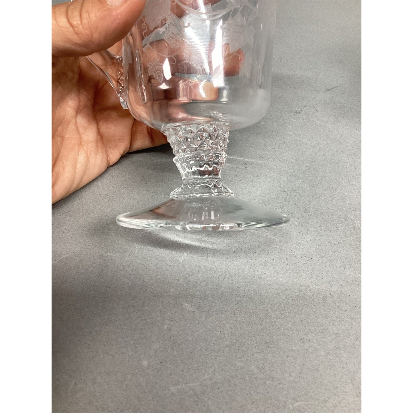 Vintage Glass Leaf Design Creamer And Sugar