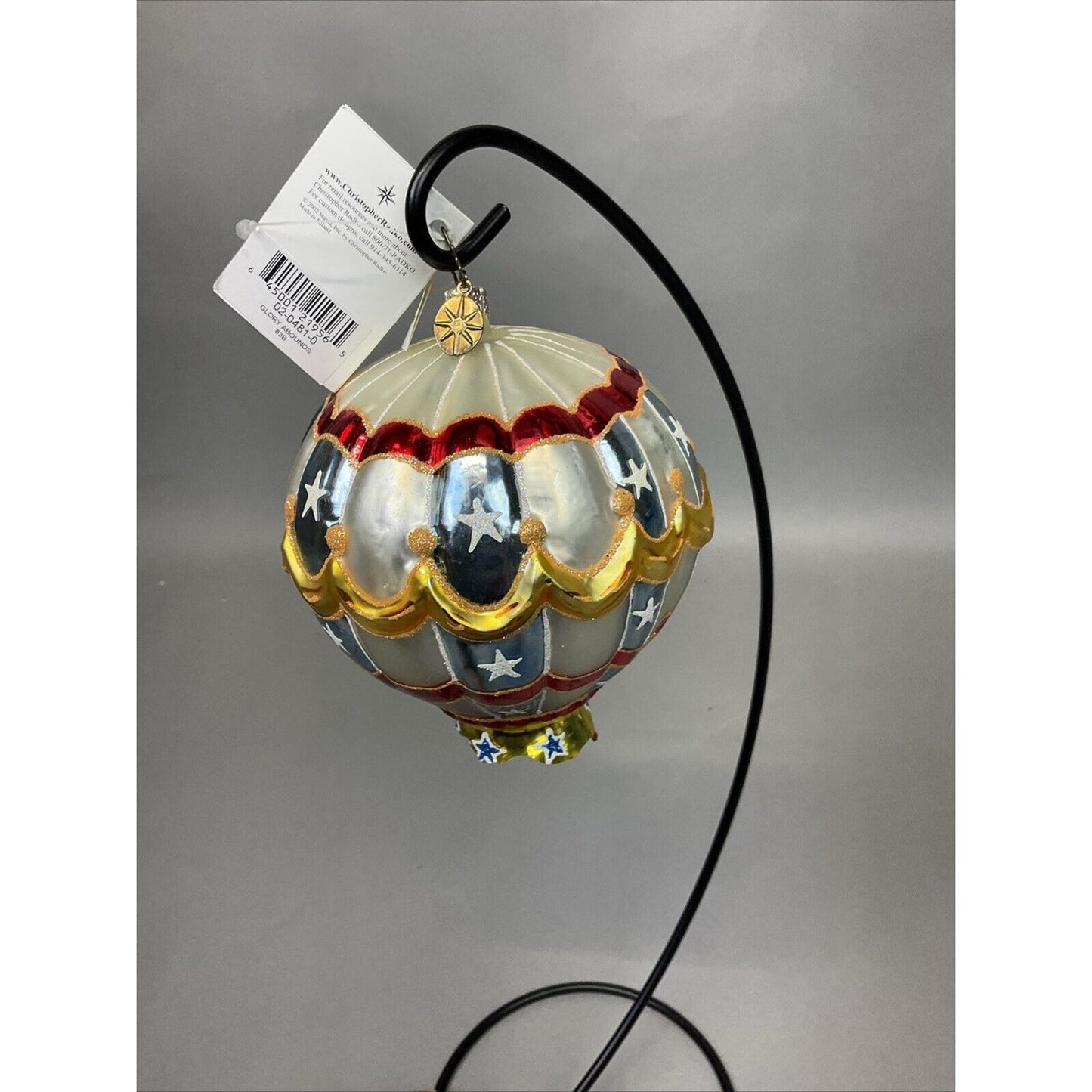 Radko Glory Abounds + Candy Striped Balloon Christmas Ornament / Damaged