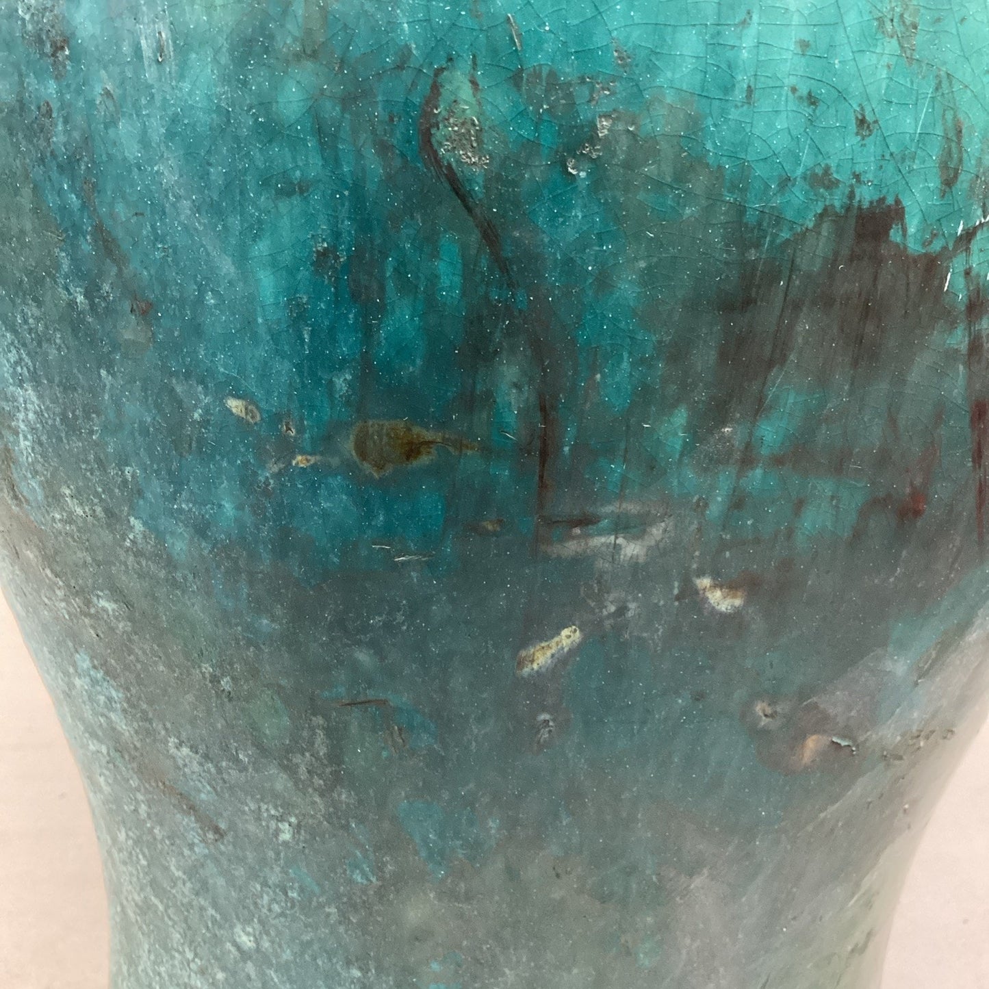 Handmade Turquoise Teal Large Vase - 17.5”H