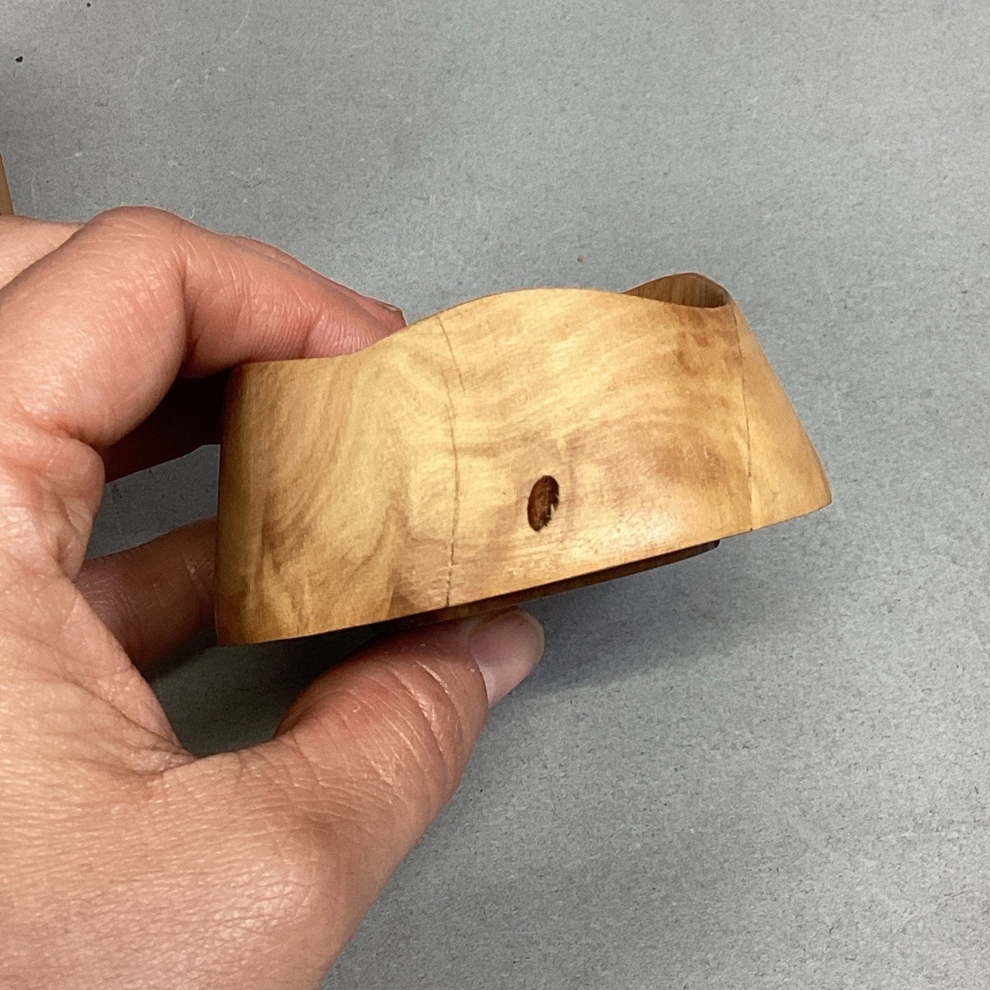 Set Of 2 Hand Carved Wooden Trinket Dishes/Catchall