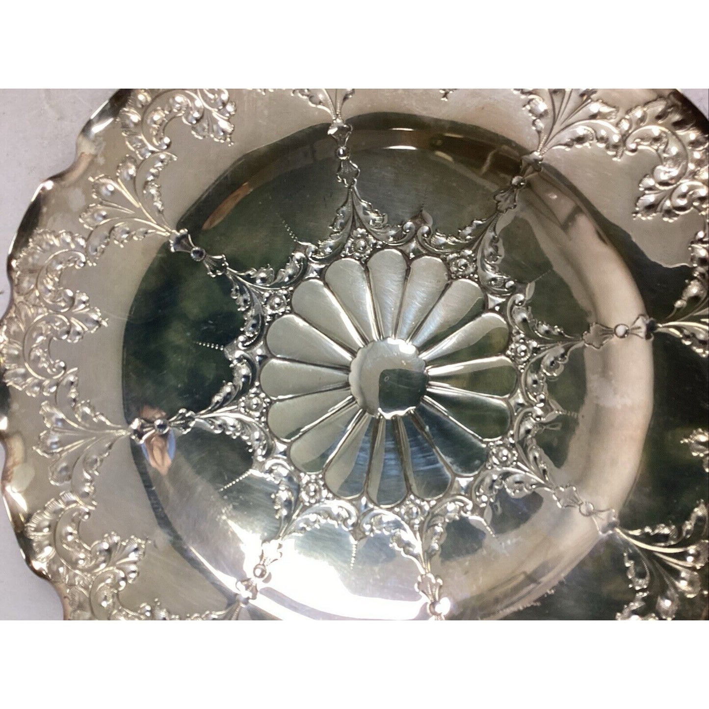 Set Of 2 Antique EPNS Round Dish Plate #6807