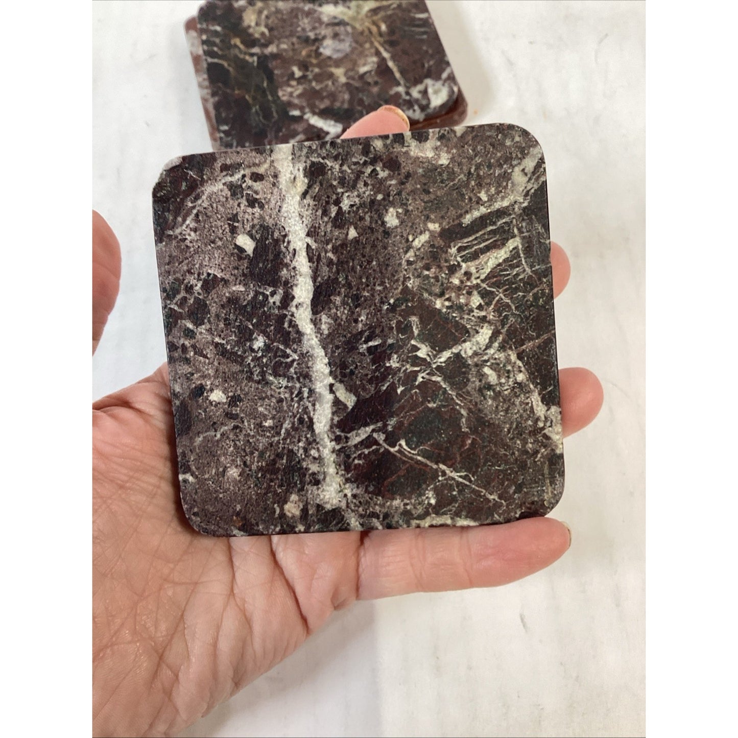 Set Of 3 Vintage Marble Coasters