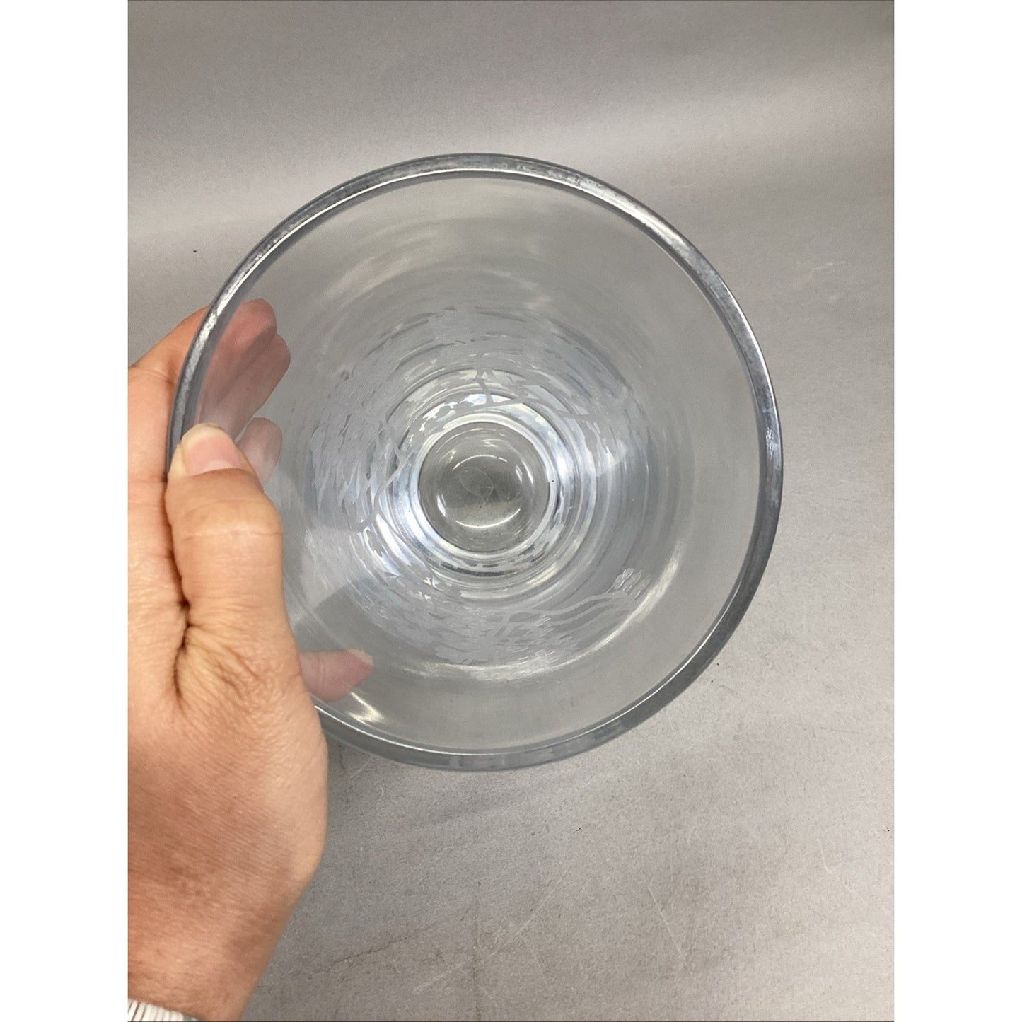 Floral Etched Glass Flower Vase - 10”Hx5”D