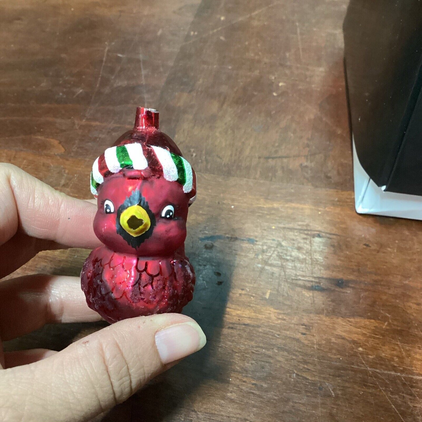 Radko Baby Cardinal Glass Ornament With Broken Beak And No Topper