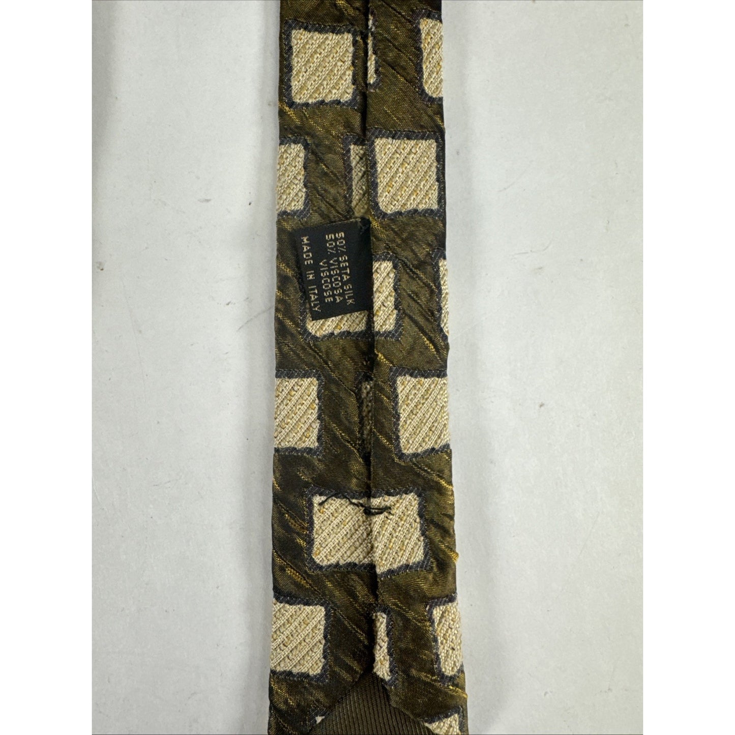 Takashimaya New York Silk Tie Necktie Italy Designer Square Brown And Beige