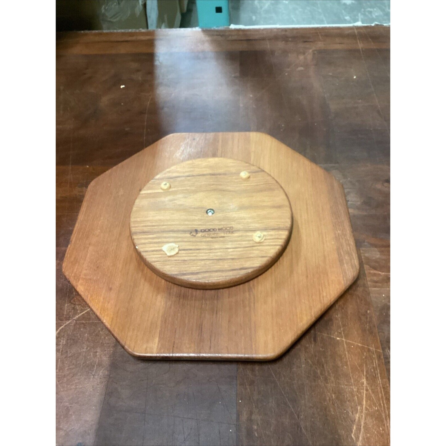 Vintage 1960's Goodwood Genuine Teak Wood Lazy Susan Platter - 14" - Thailand