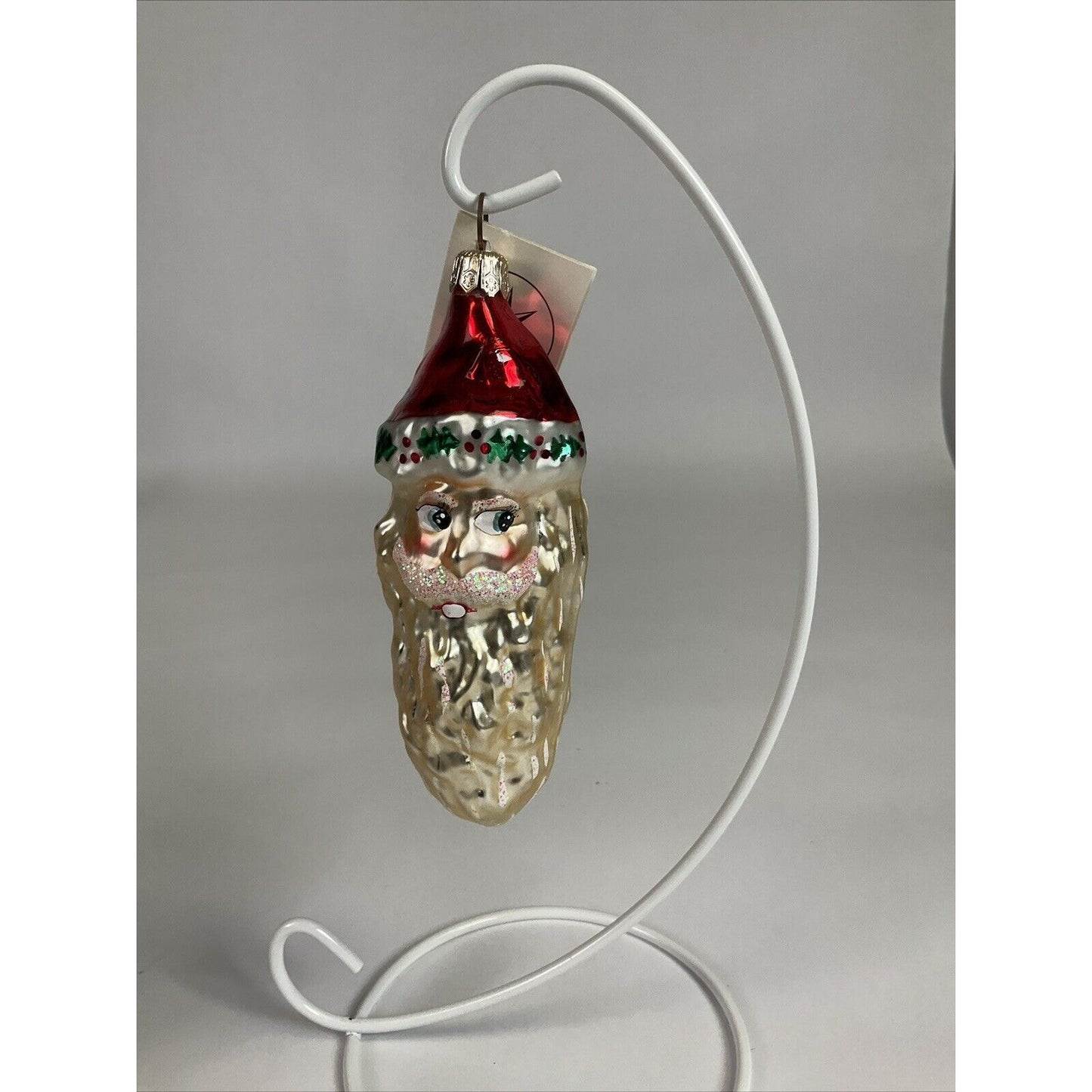 Christopher Radko Ho Ho Ho Santa Claus Head Glass Christmas Ornament 5”