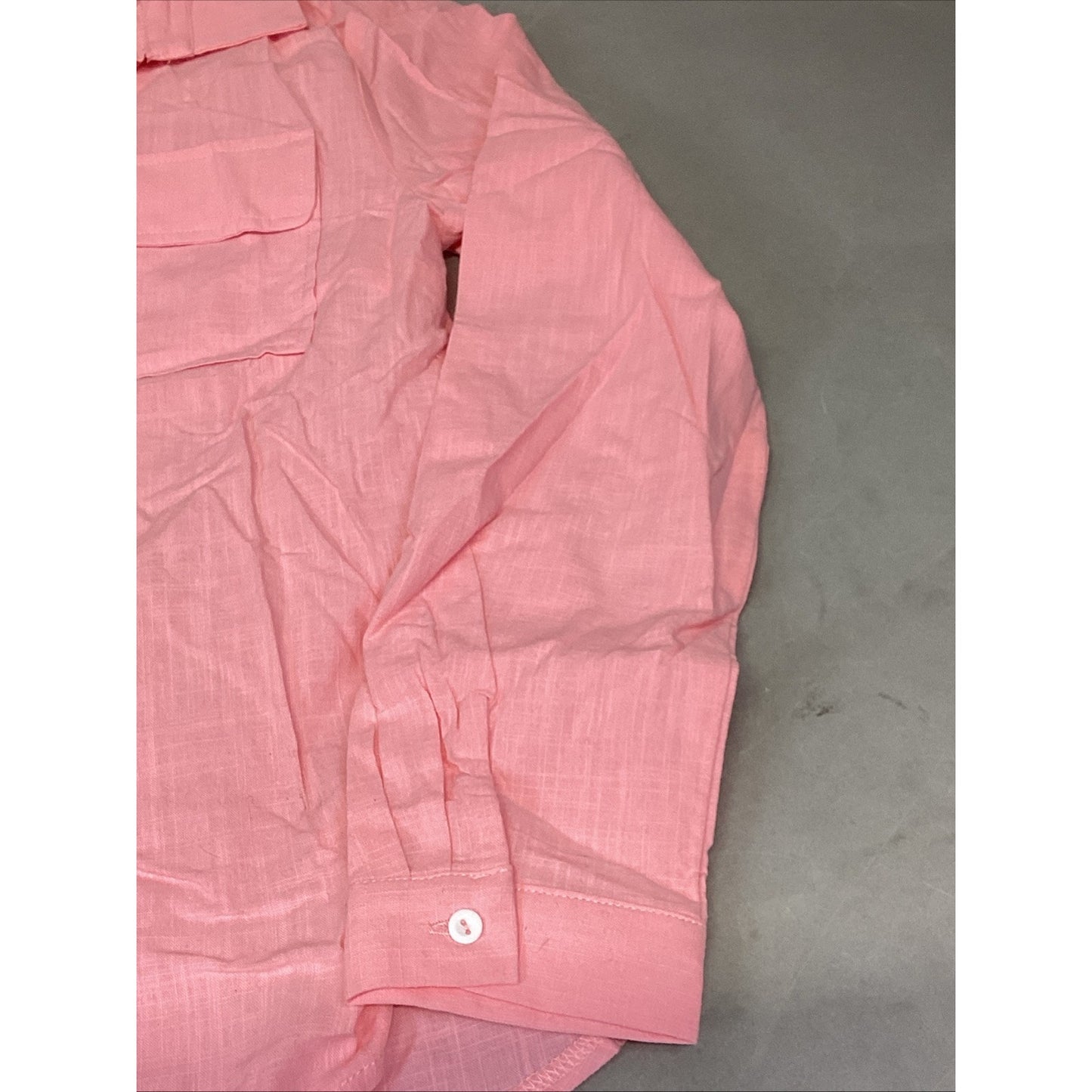 Women’s Pink Long Sleeve Button Up Colored Shirt W/ 2 Front Pockets - Medium