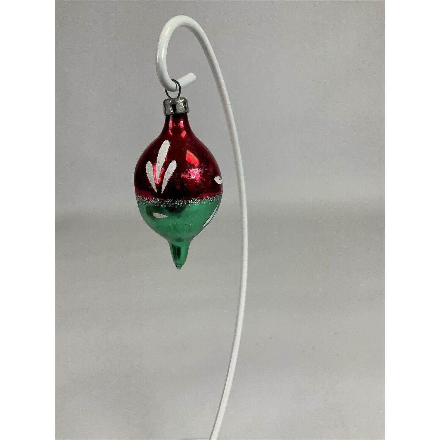 Vintage Red And Green Icicle Indented Hand Painted Christmas Ornament