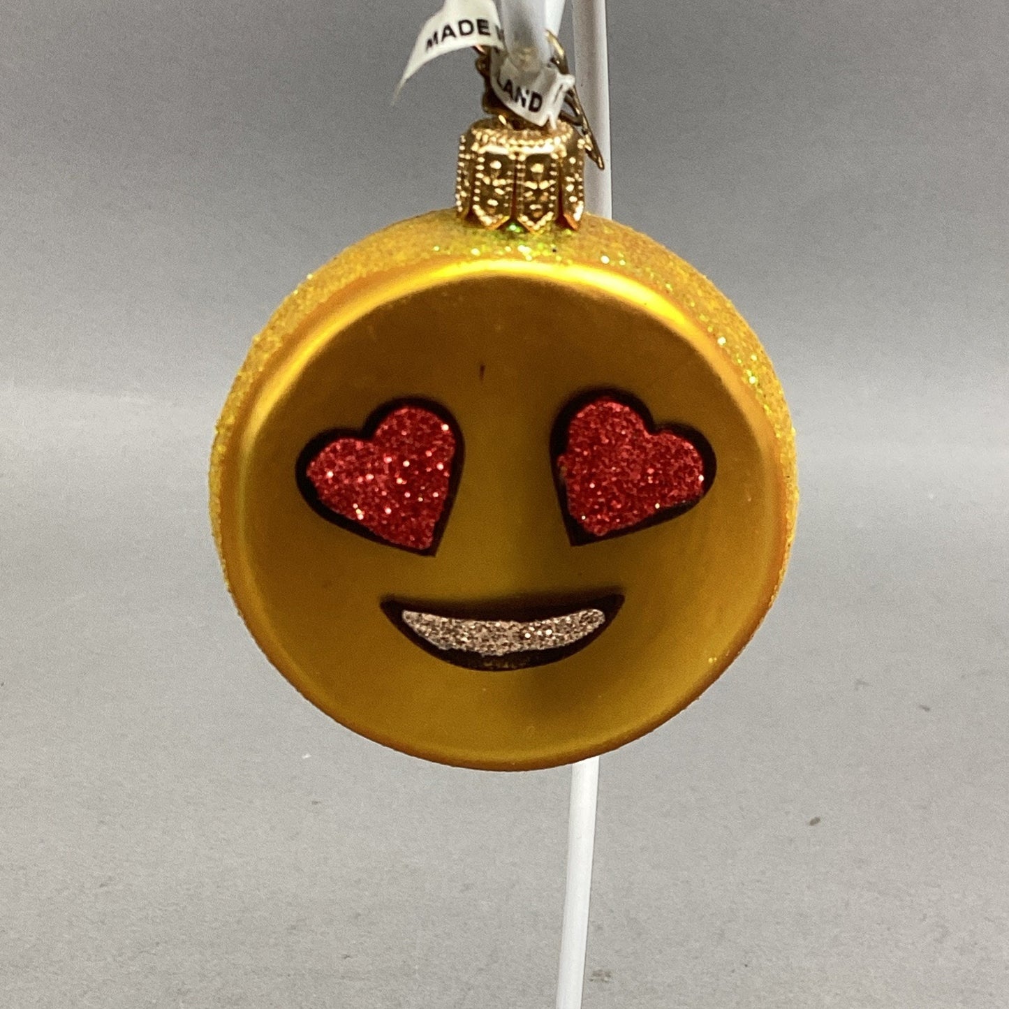 2016 Glass Emoticon Smiley Face With Hearts Ornament