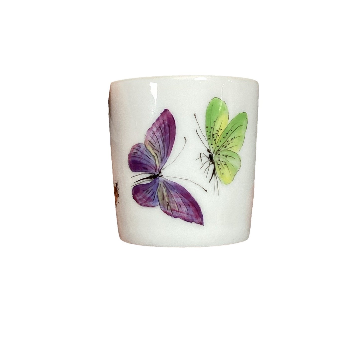Limoges France Butterfly Porcelain Toothpick Holder Trinket Dish - 2”H
