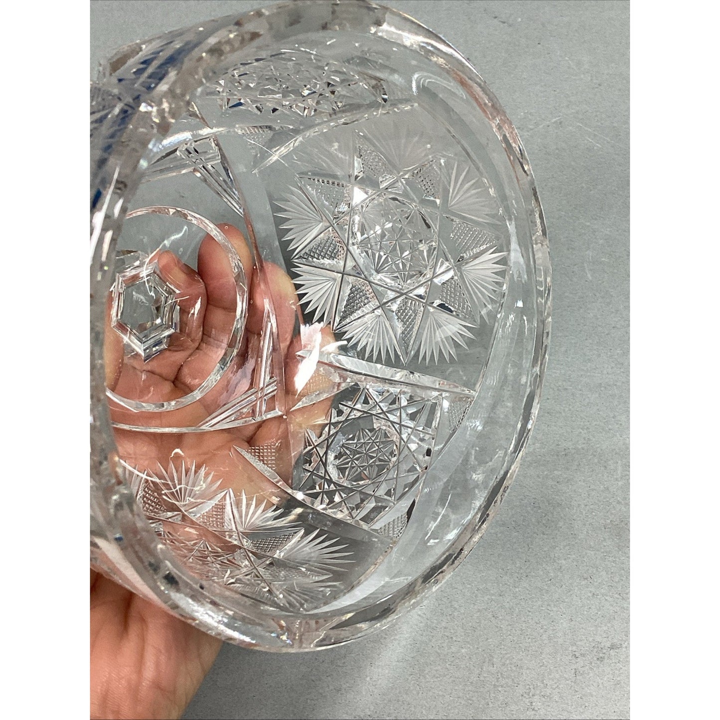 Cut Crystal Glass Hobstar Cheese Or Butter Dome