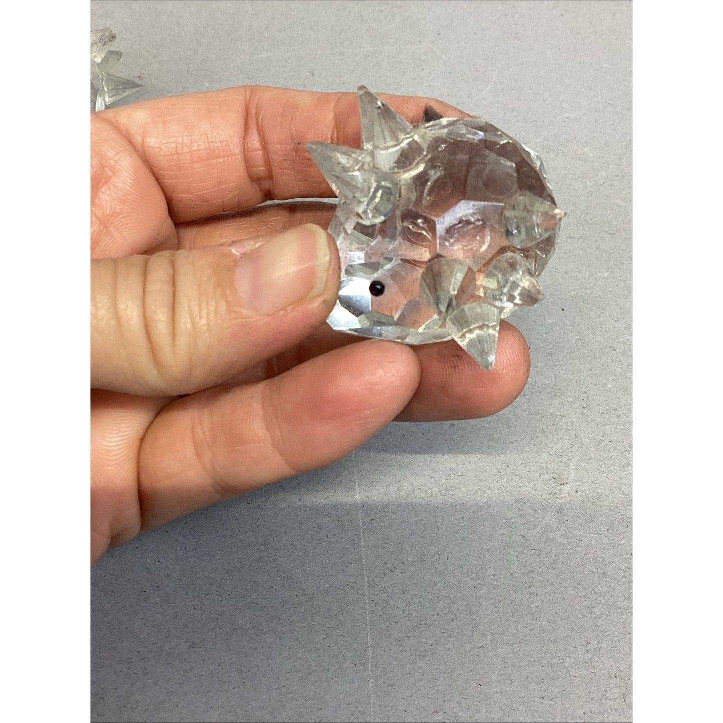 Set Of 4 Glass Porcupine Family Figurines - 2 Are Damaged