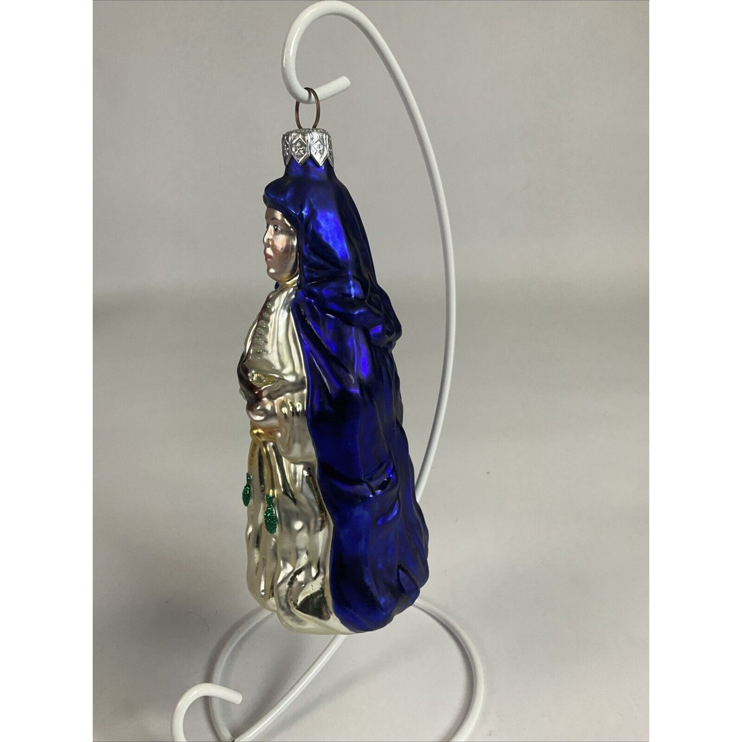 PATRICIA BREEN Glass Ornament St. Ursula Sailboat Ship Fish Cobalt Blue Robe