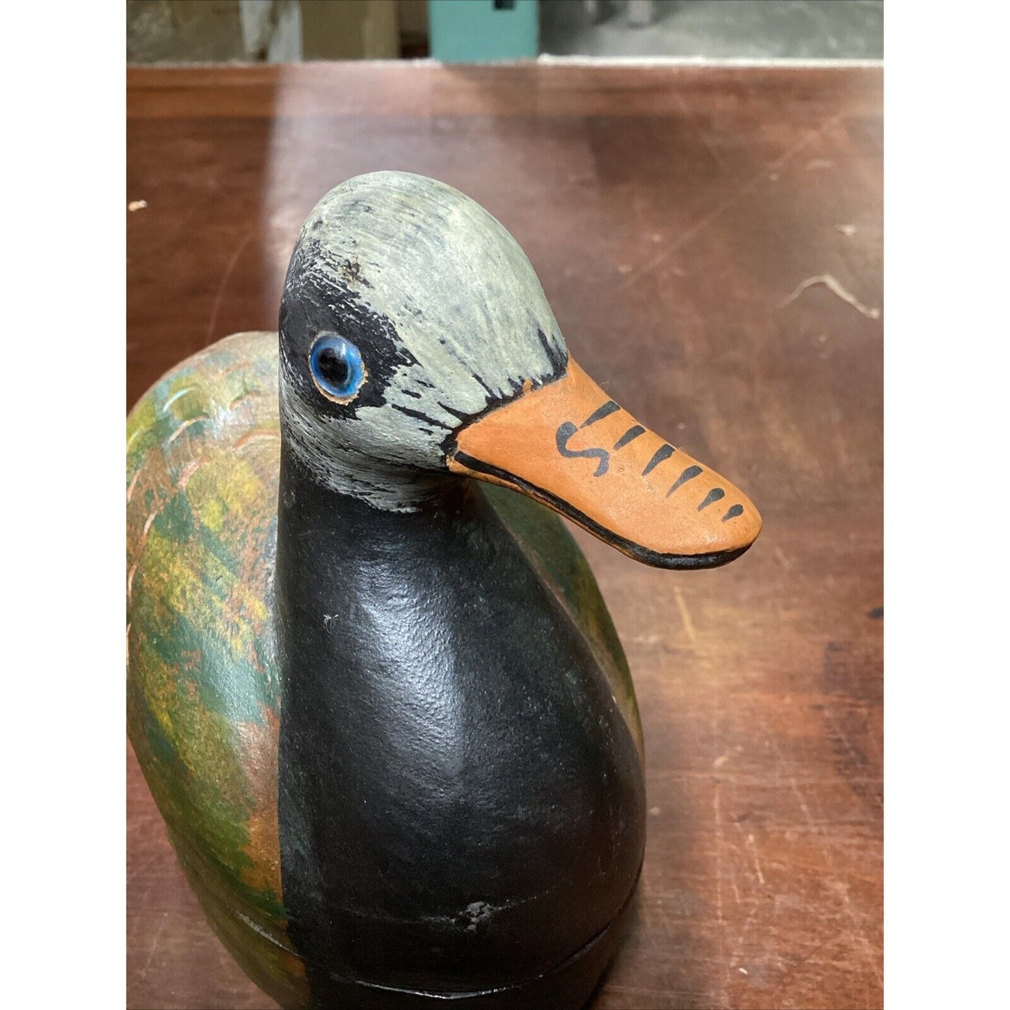 Vintage Hand Painted Wooden Duck Trinket Box