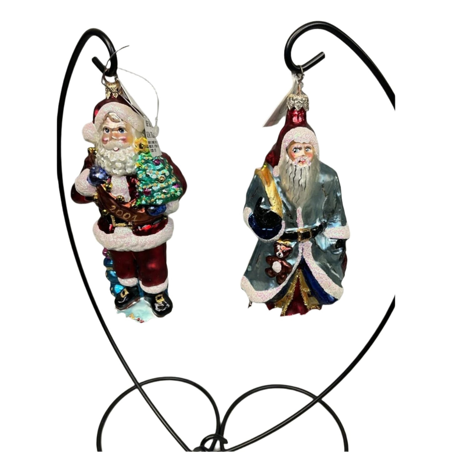 Radko Santa’s Banner Year + Santa In Blue Robe Christmas Ornaments / Damaged
