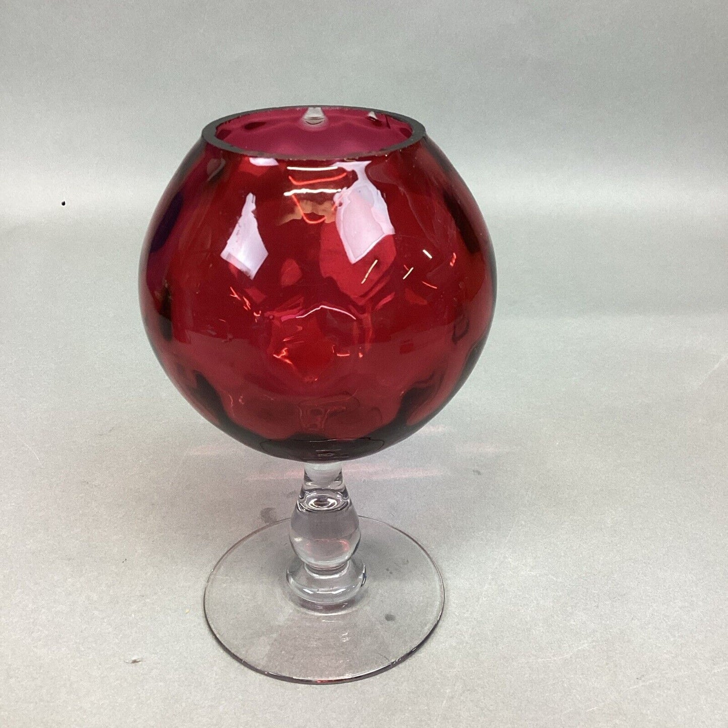 Vintage Glass Cranberry France PV Flower Vase Or Goblet - 6.5”