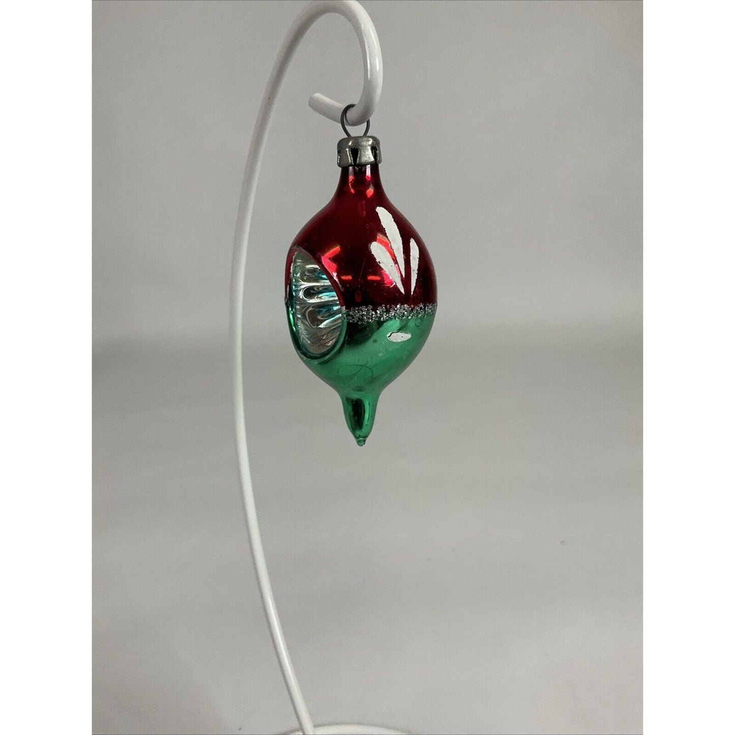 Vintage Red And Green Icicle Indented Hand Painted Christmas Ornament