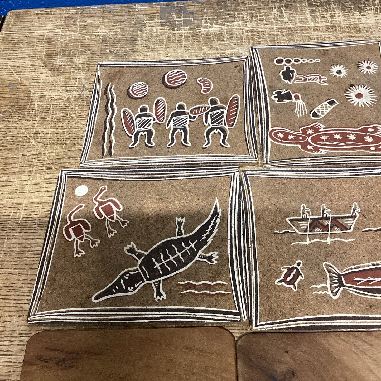 6 Cork Trivets Or Hot Plates & 5 Wooden Hot Plates