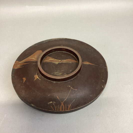 Vintage Decorative Mountains Wooden Covered Bowl