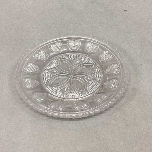 Antique Sandwich Glass Fiery Opalescent Pressed 13 HEART Plate