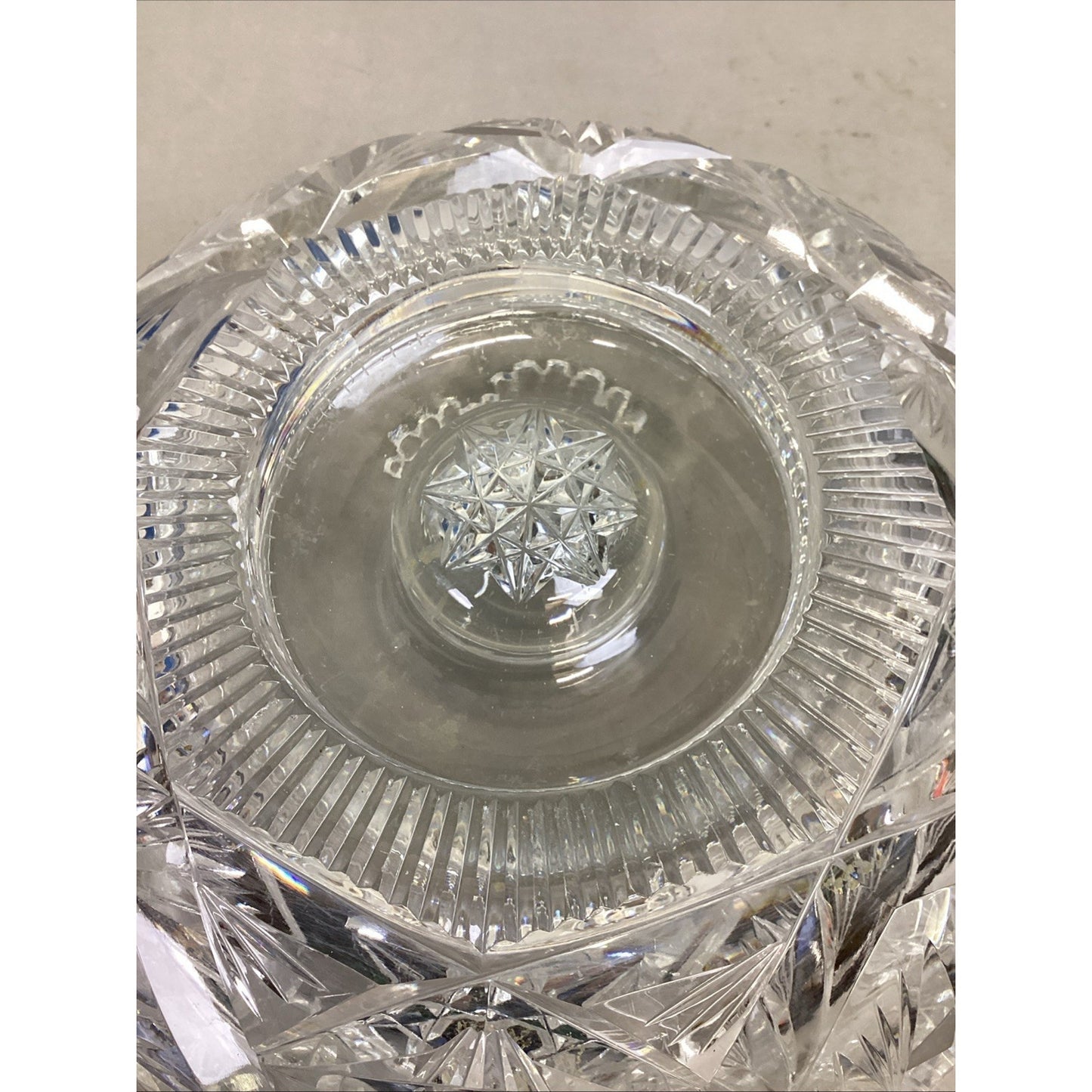 Vintage Large Heavy Cut Glass Bowl - 6”Hx9”D