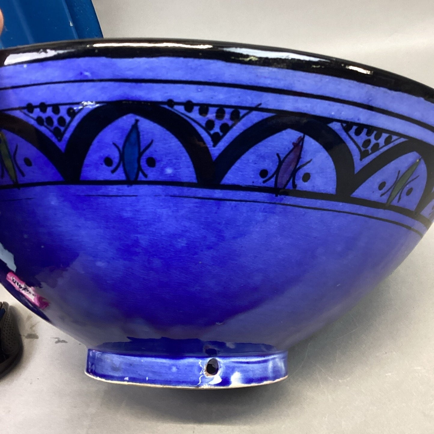 Royal Blue Handmade Hand Painted Salad Fruit Serving Bowl - 5.75”Hx14”D