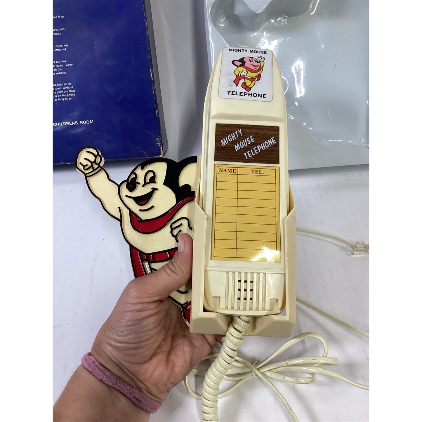 Vintage Rare 1983 Mighty Mouse Telephone - NOS - Open Box