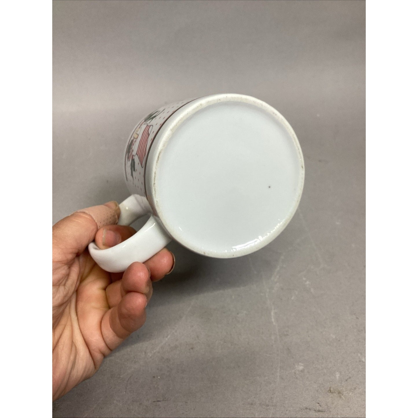 Set Of 2 Vintage Christmas Mugs - Noel & Candy Canes/Stockings