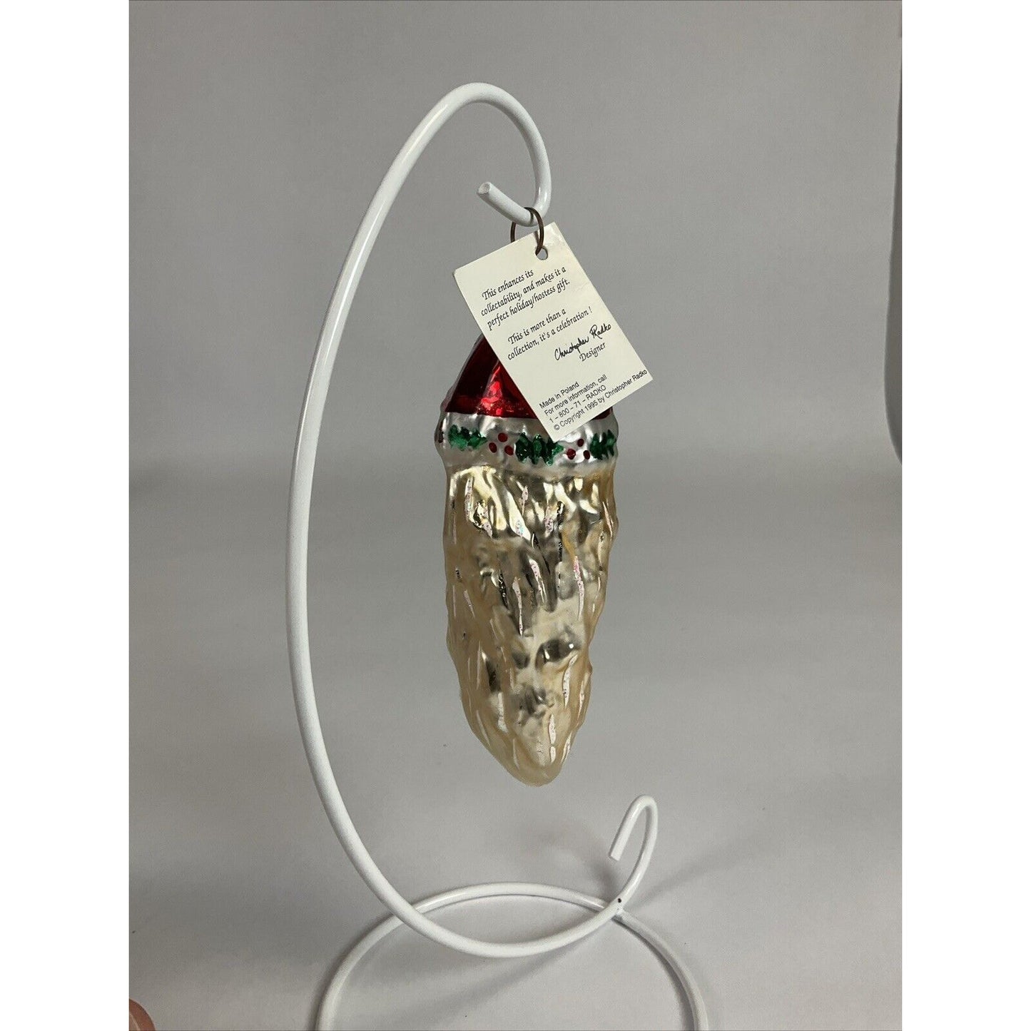 Christopher Radko Ho Ho Ho Santa Claus Head Glass Christmas Ornament 5”