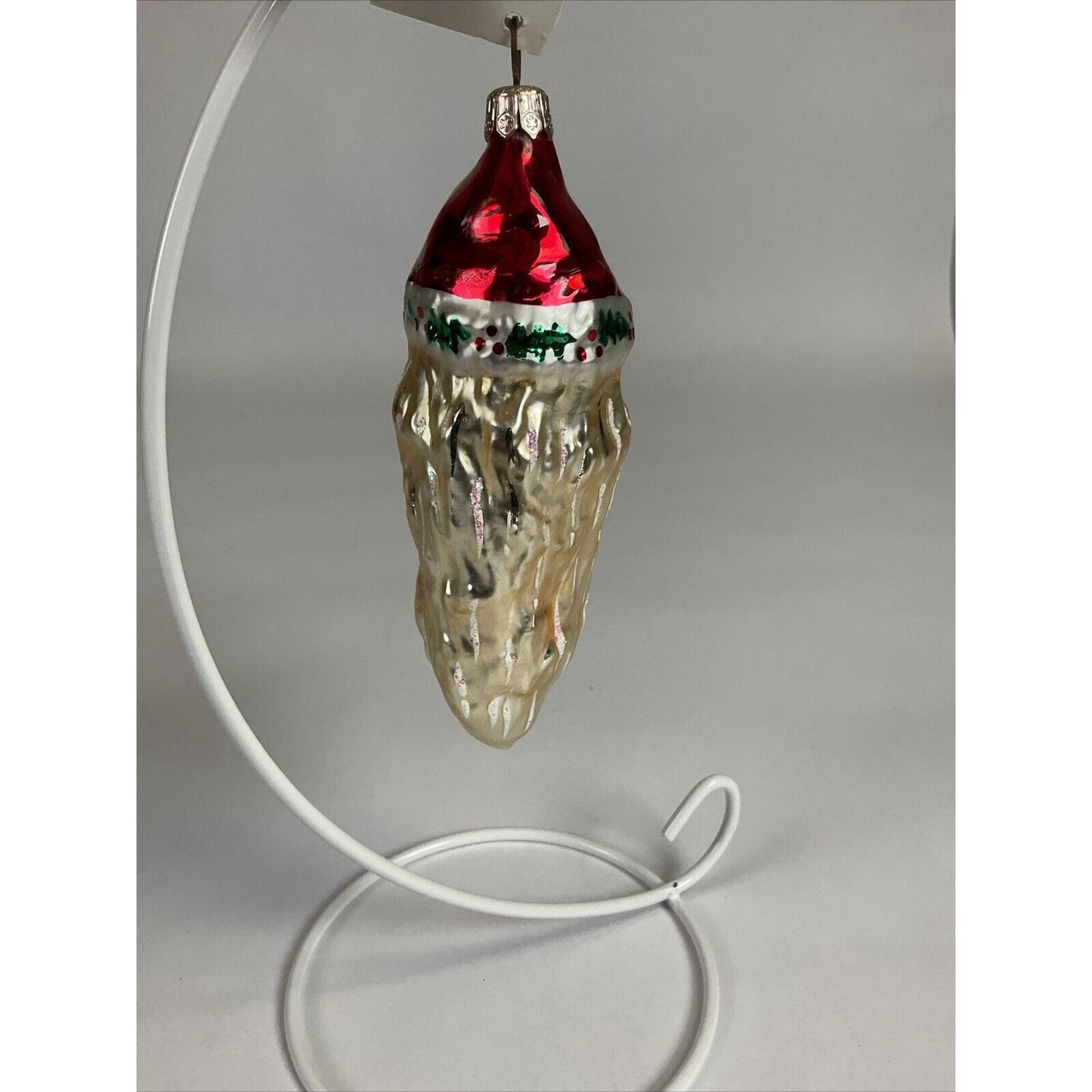 Christopher Radko Ho Ho Ho Santa Claus Head Glass Christmas Ornament 5”