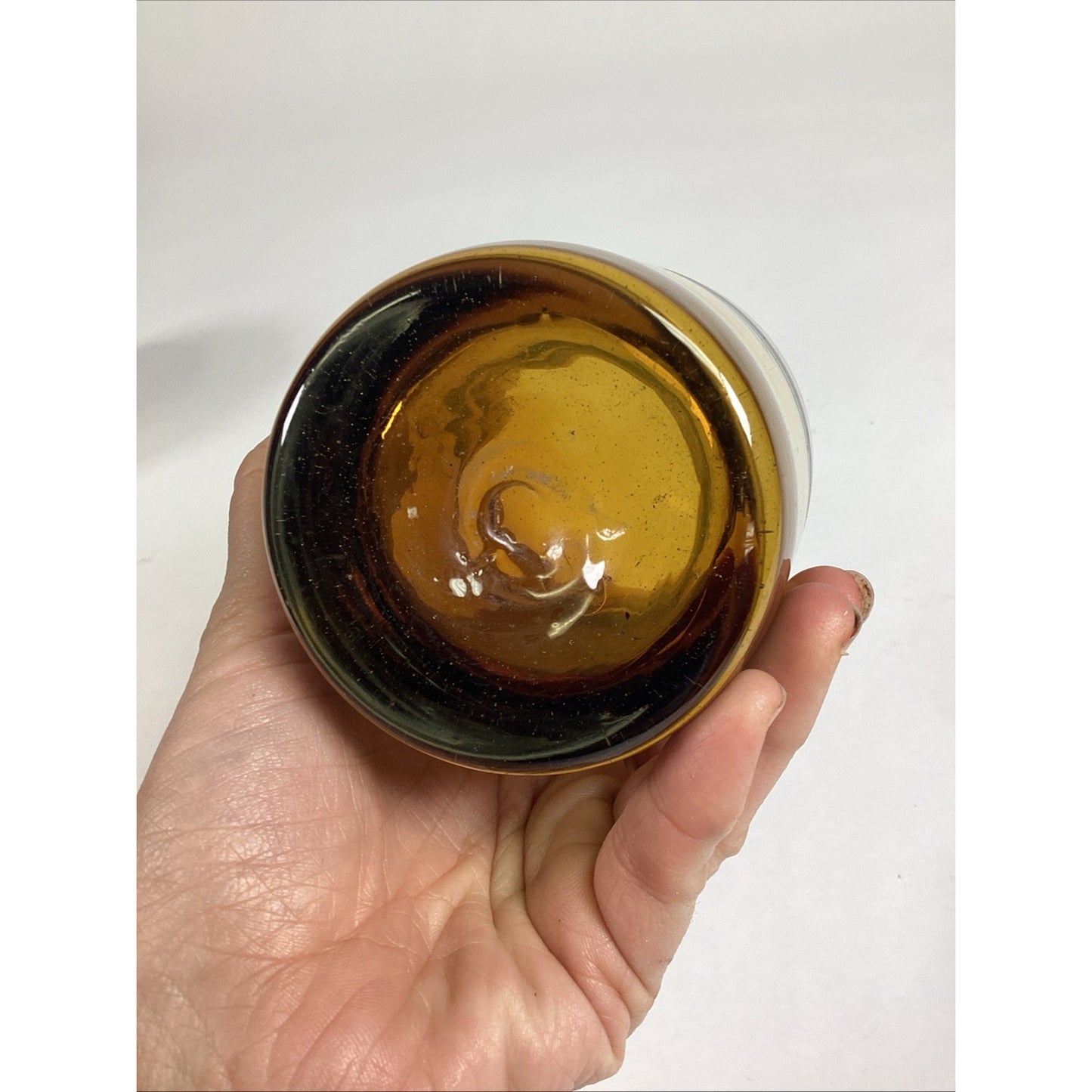 Vintage Amber Hand Blown Cocktail Drinking Glass - 4.25”H