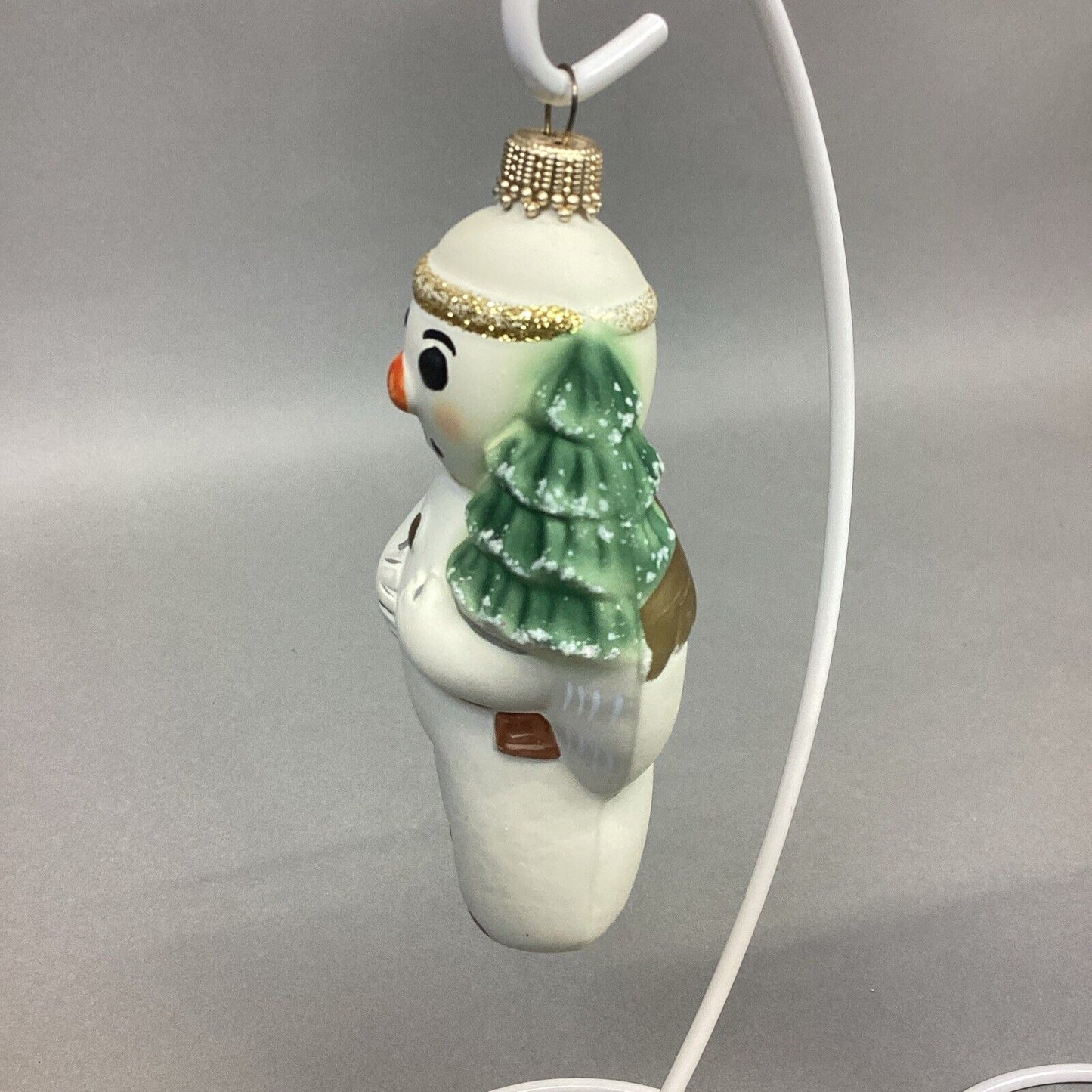 Old World Indigo Bunting, VFA Snowman & Small White Glitter Heart Ornaments