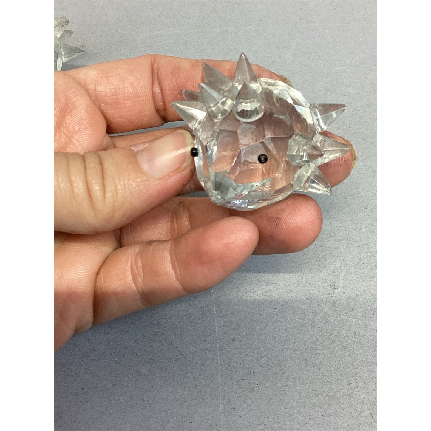 Set Of 4 Glass Porcupine Family Figurines - 2 Are Damaged