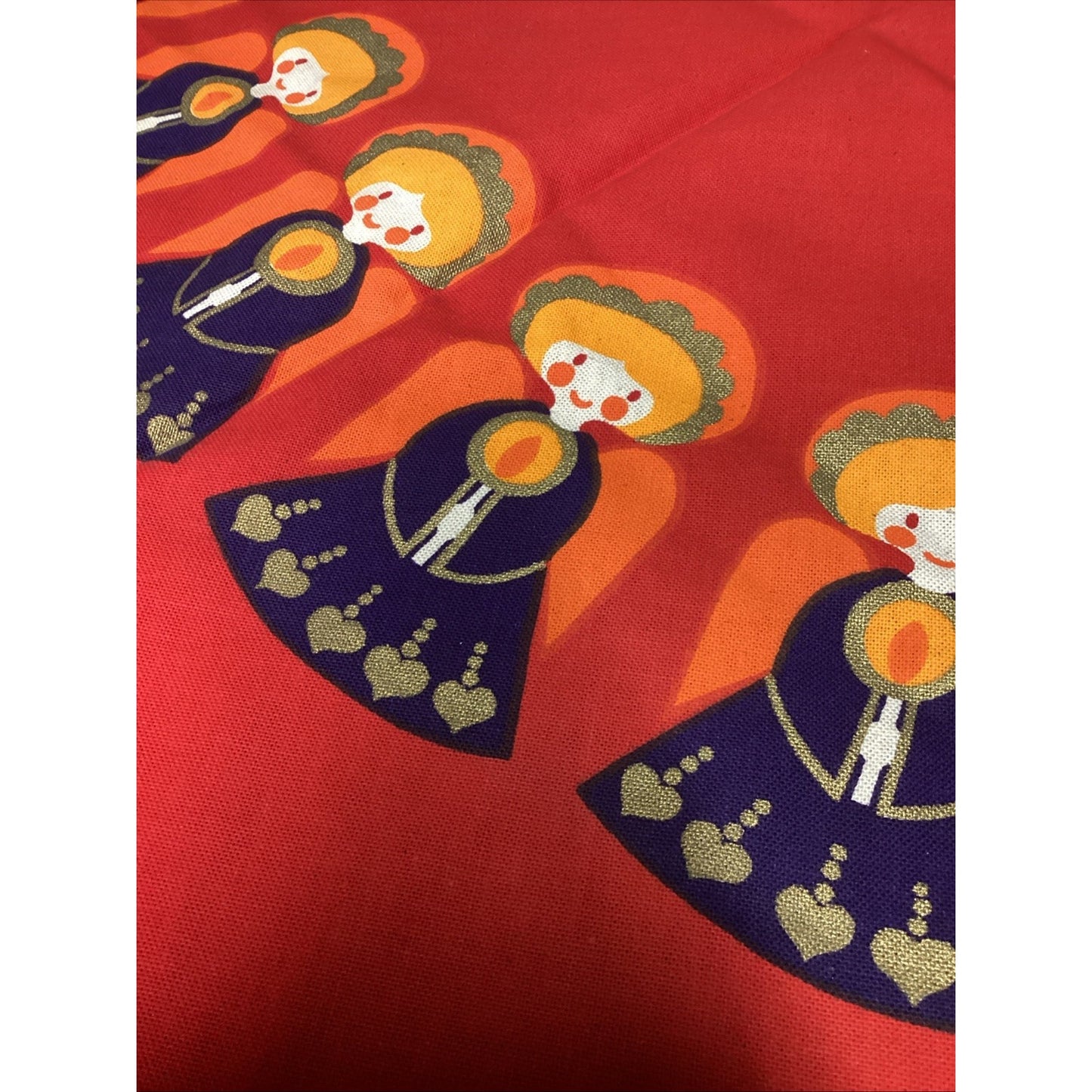 Vintage Round Christmas Angels Tree Skirt Or Tablecloth - 60”