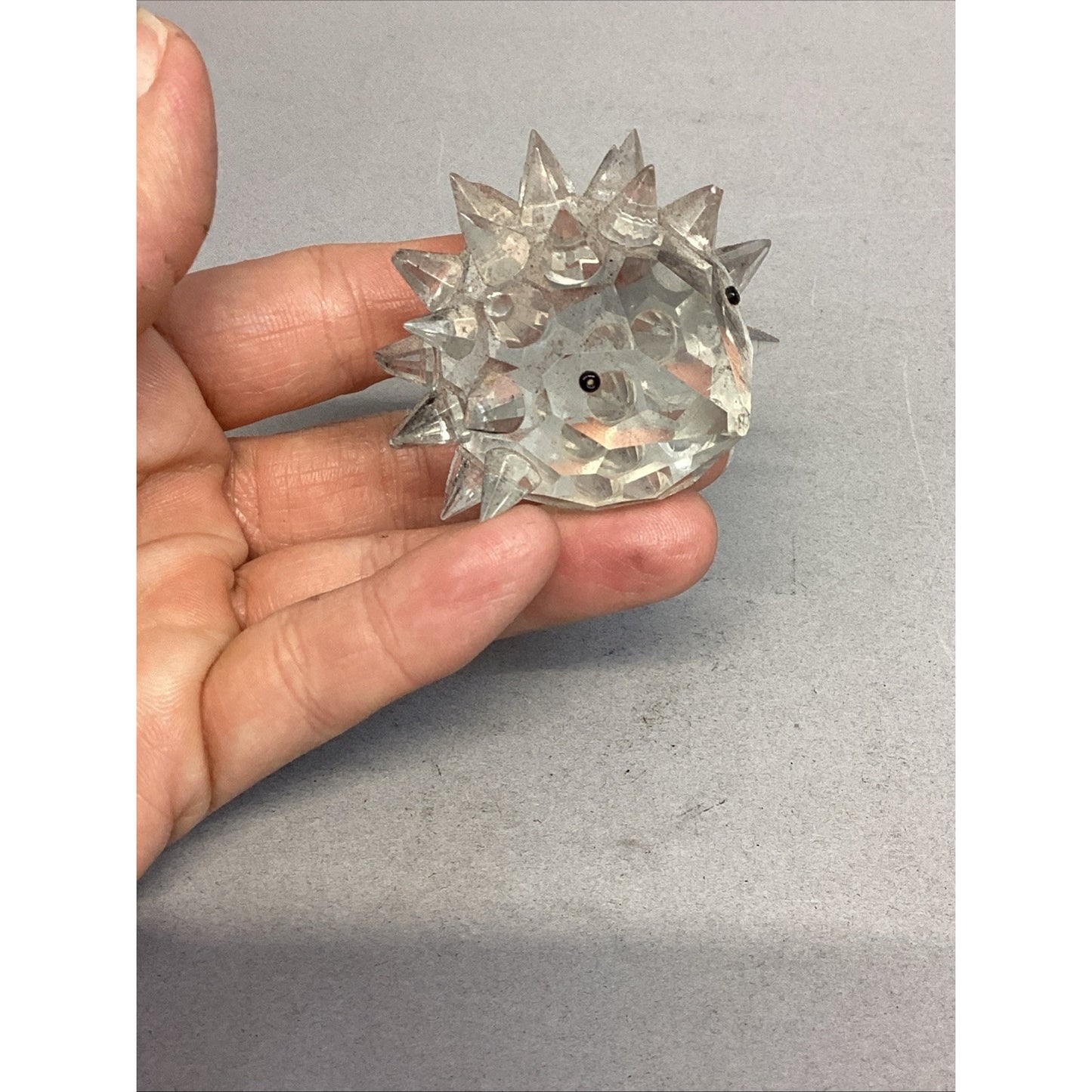 Set Of 4 Glass Porcupine Family Figurines - 2 Are Damaged