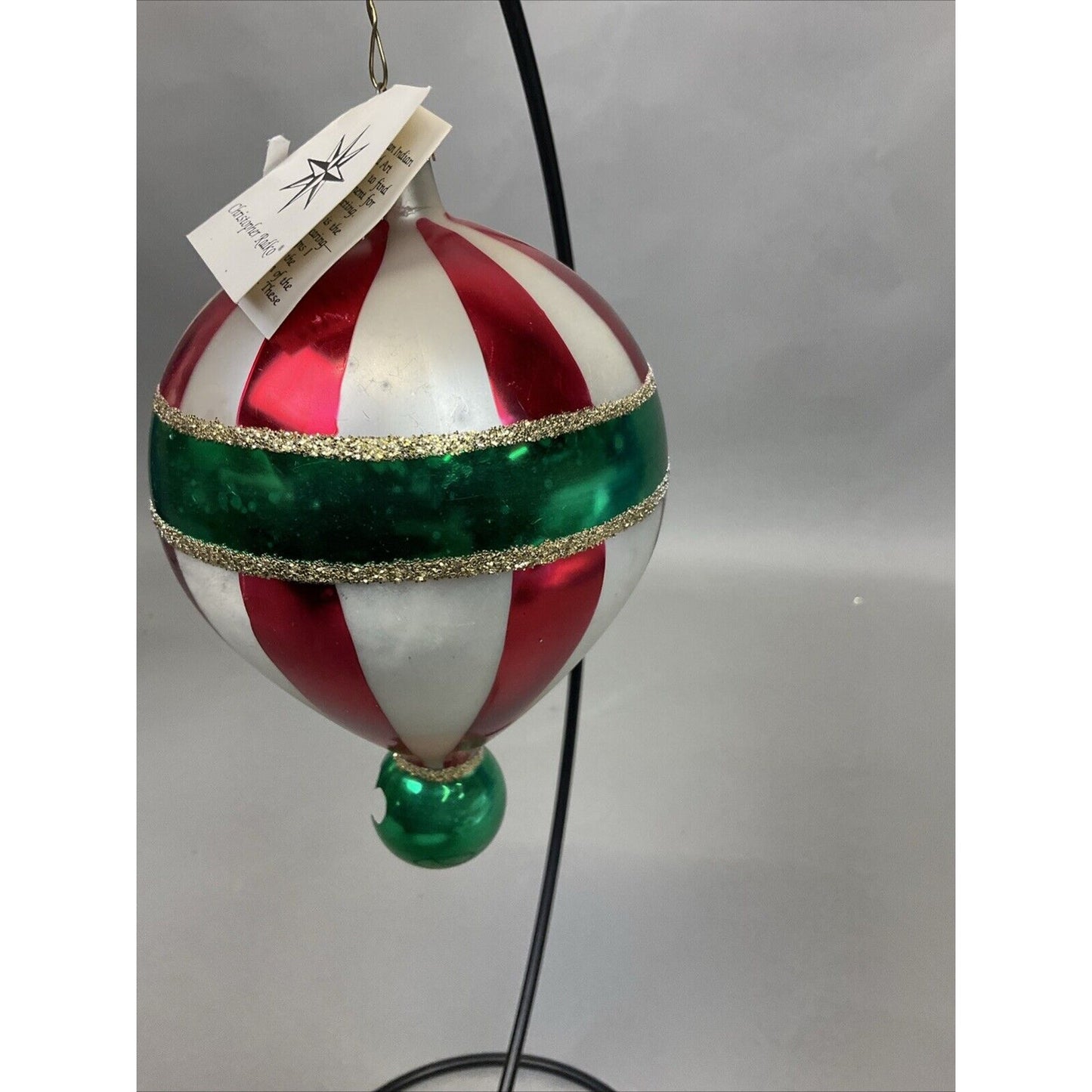 Radko Glory Abounds + Candy Striped Balloon Christmas Ornament / Damaged