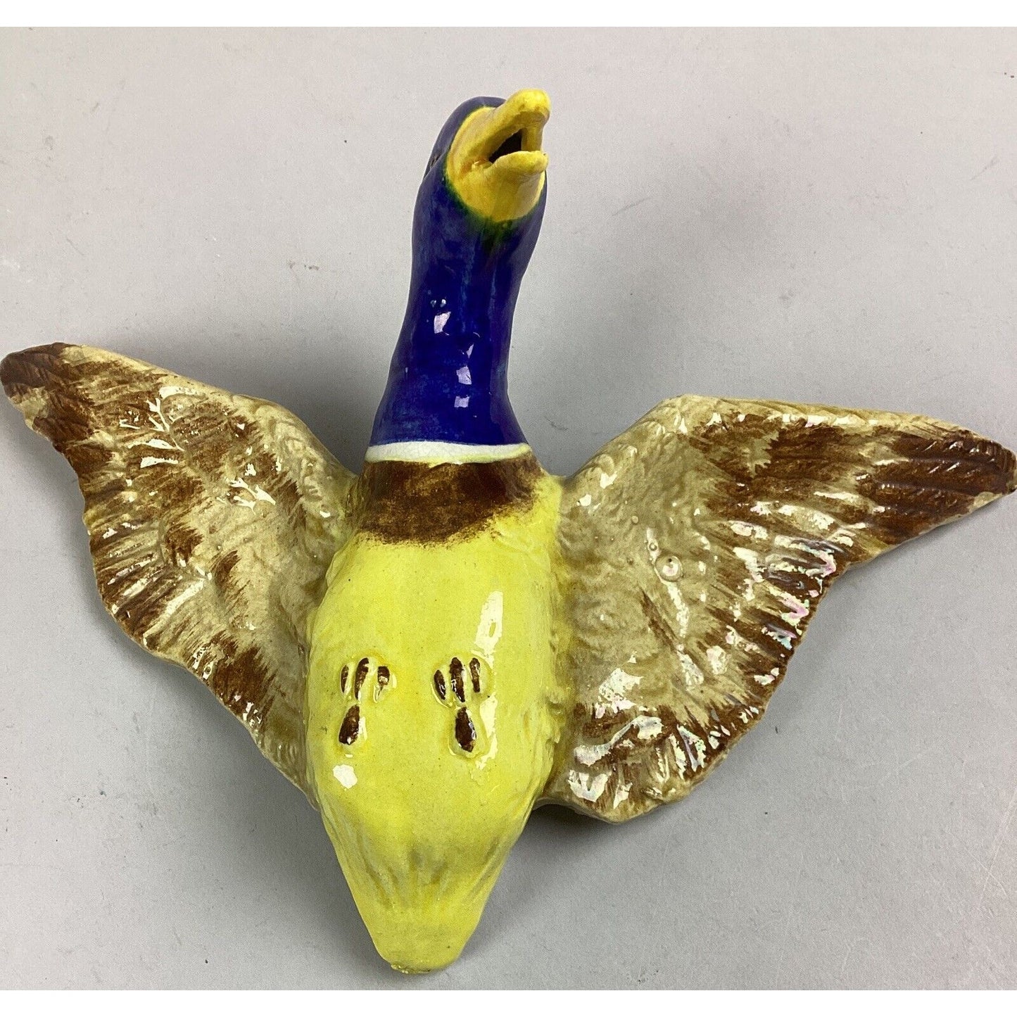 Vintage Flying Yellow Duck W/ Blue Head Wall Decoration - 7”