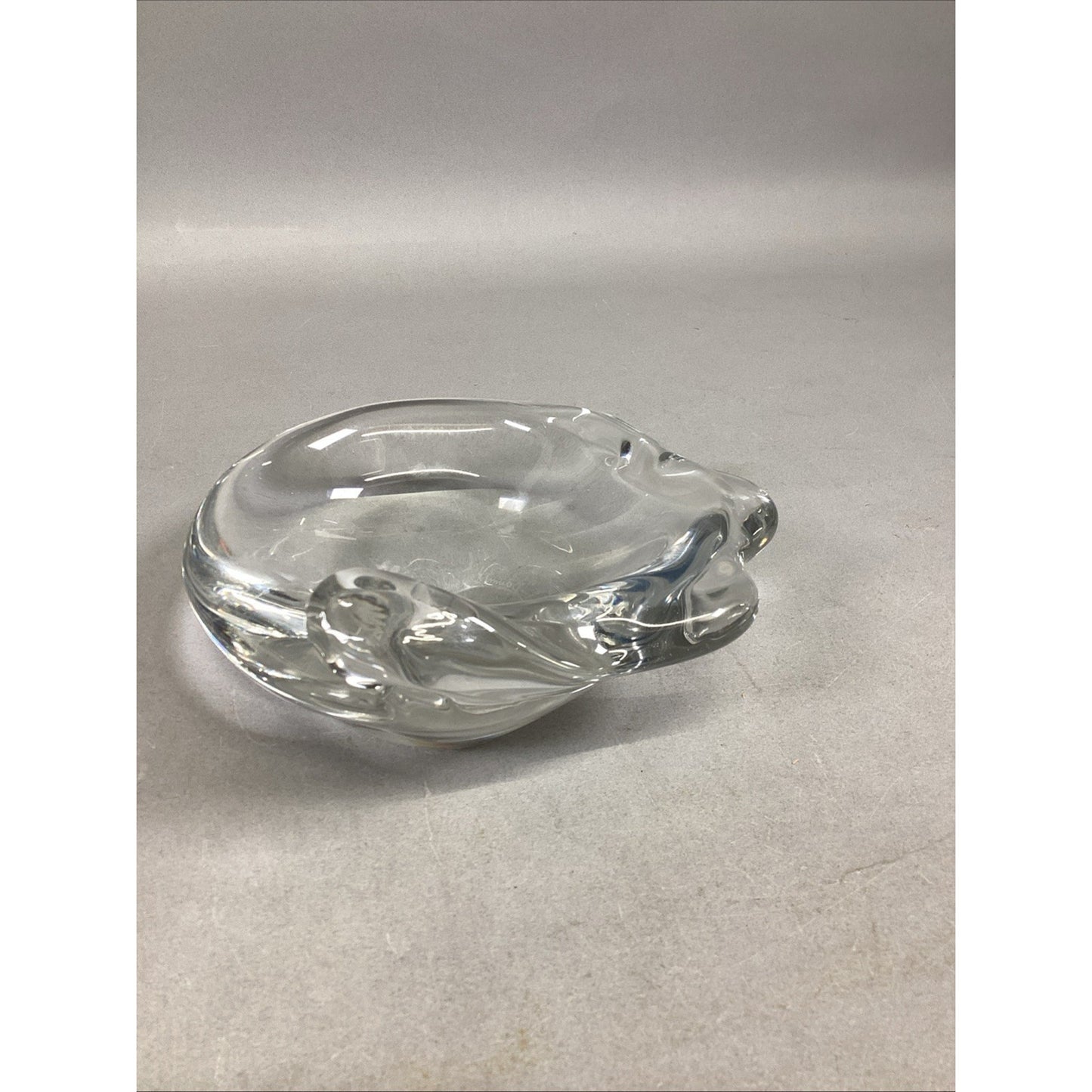Vintage Heavy Daum Signed Glass Ashtray Trinket Dish - Made In France