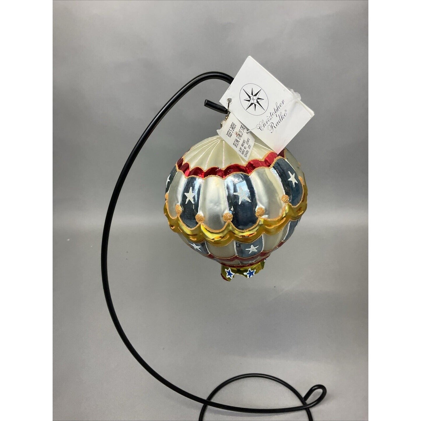 Radko Glory Abounds + Candy Striped Balloon Christmas Ornament / Damaged