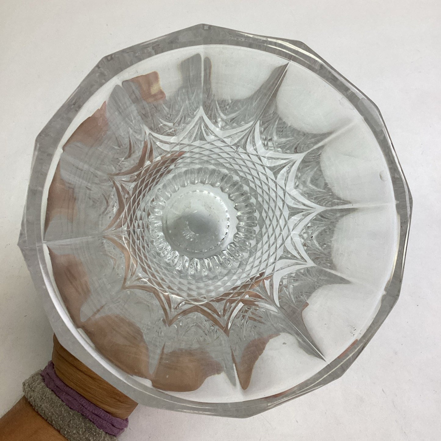 Val St. Lambert Otero Crystal Flower Vase - 8”H