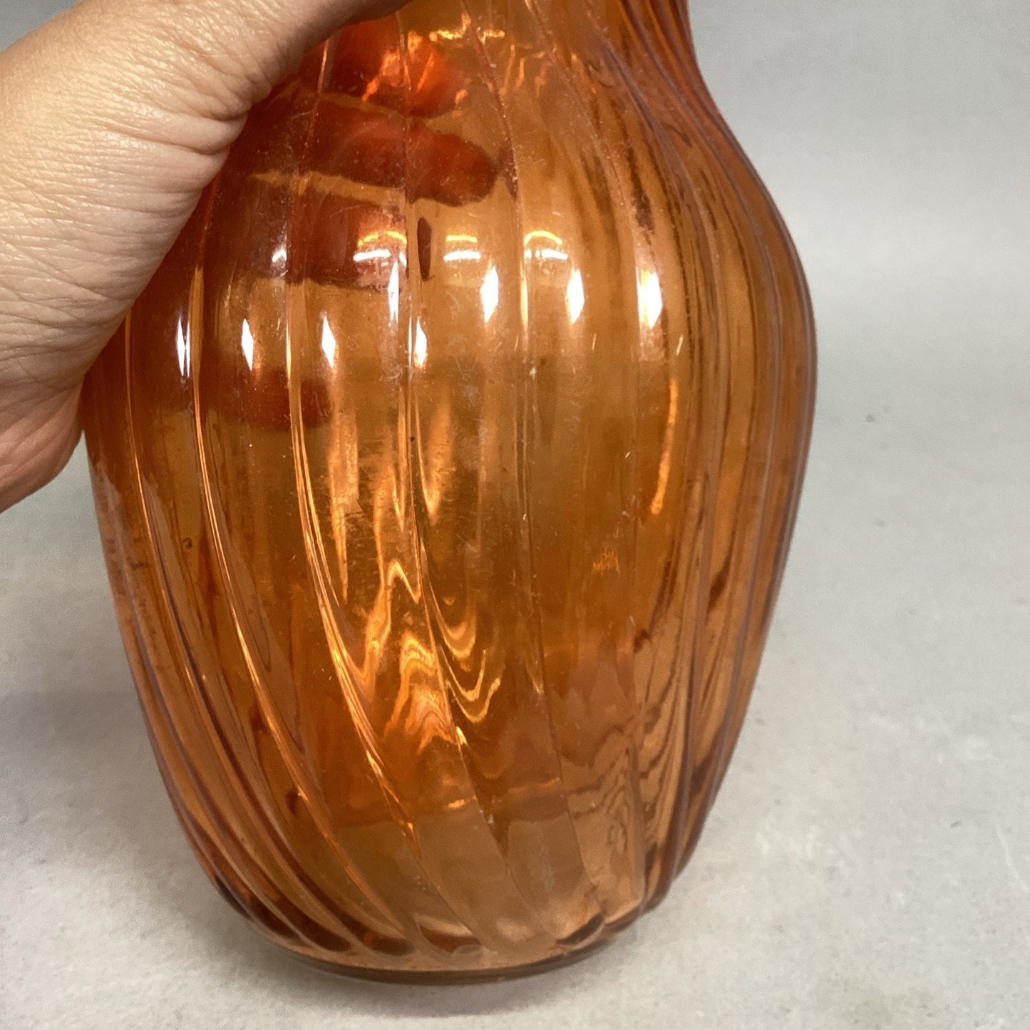 Orange Swirl Glass Vase - #3 - 8x4”