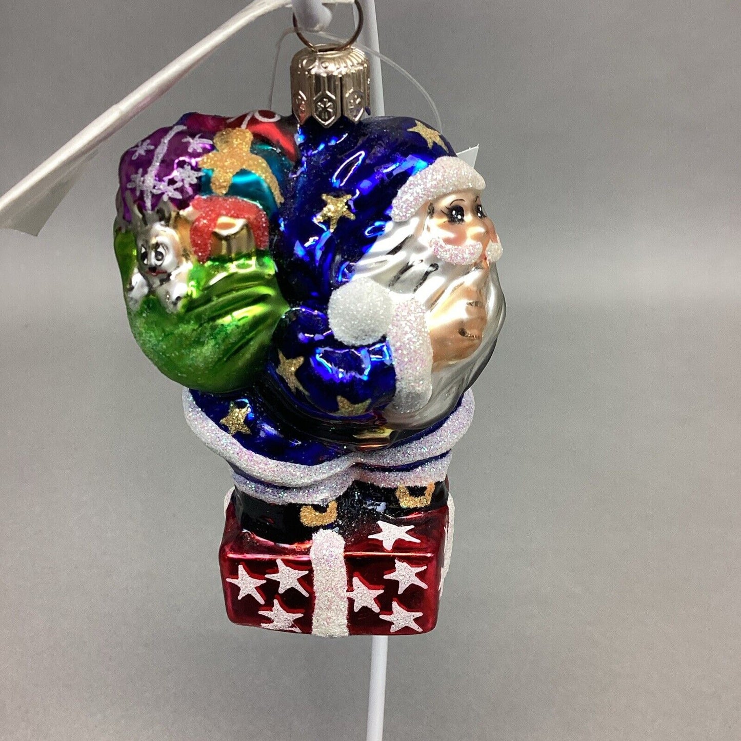 Christopher Radko 1999 Secret Santa Jr. Glitter Blue Santa W/ Tags - #999850