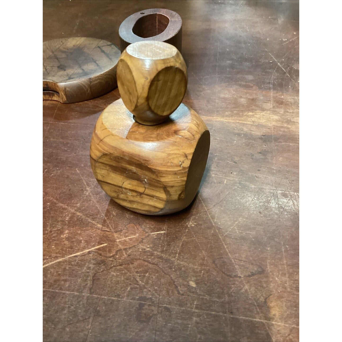 Vintage Teak Wooden Nut Cracker, Salt Cellar & Cheeseboard (no Knife)