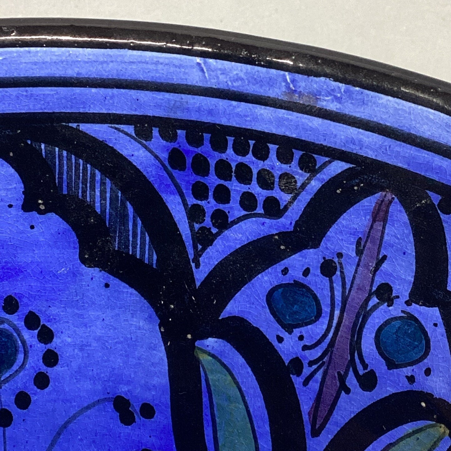 Royal Blue Handmade Hand Painted Salad Fruit Serving Bowl - 5.75”Hx14”D