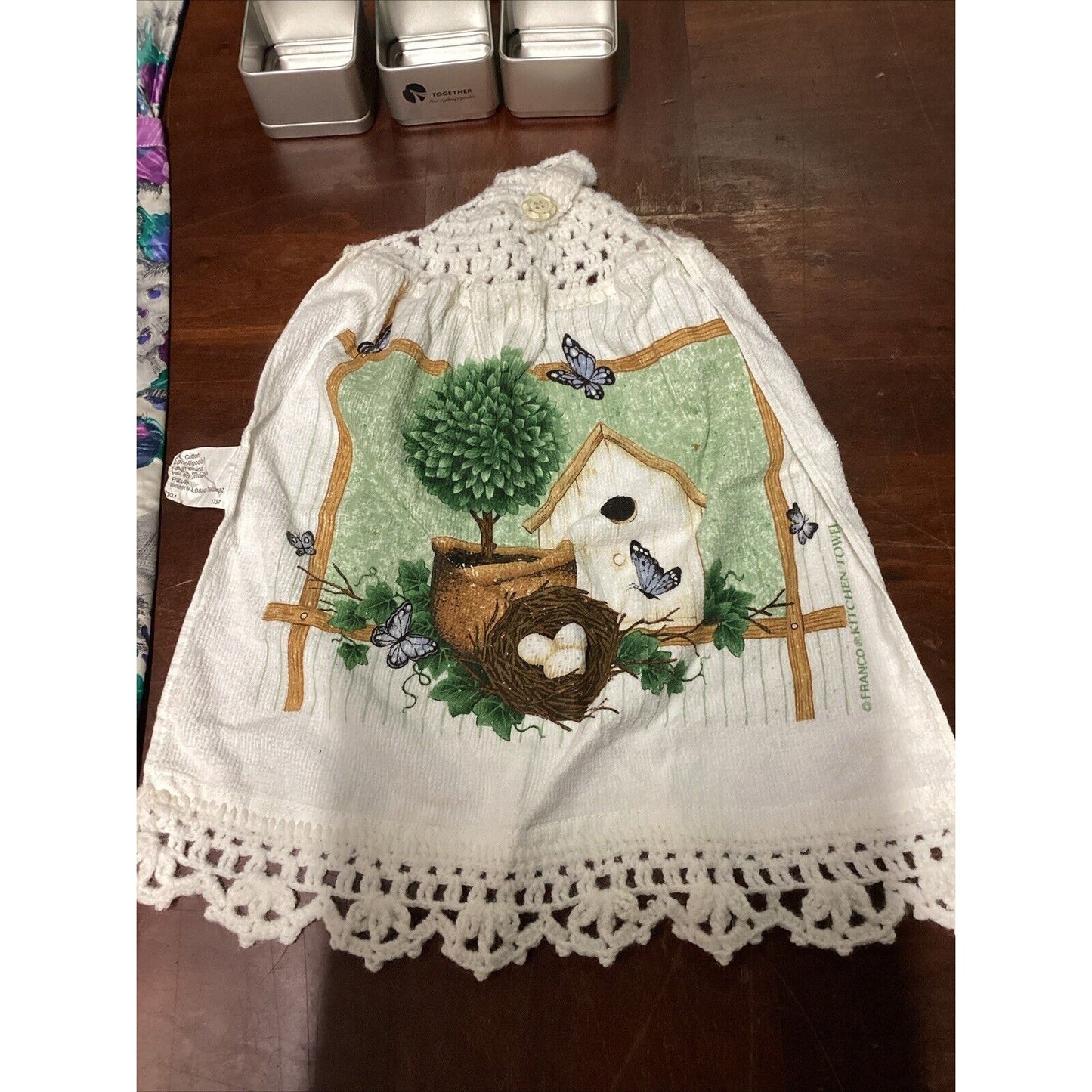 Floral Apron, Dish Towel And Tin Stackers (3)