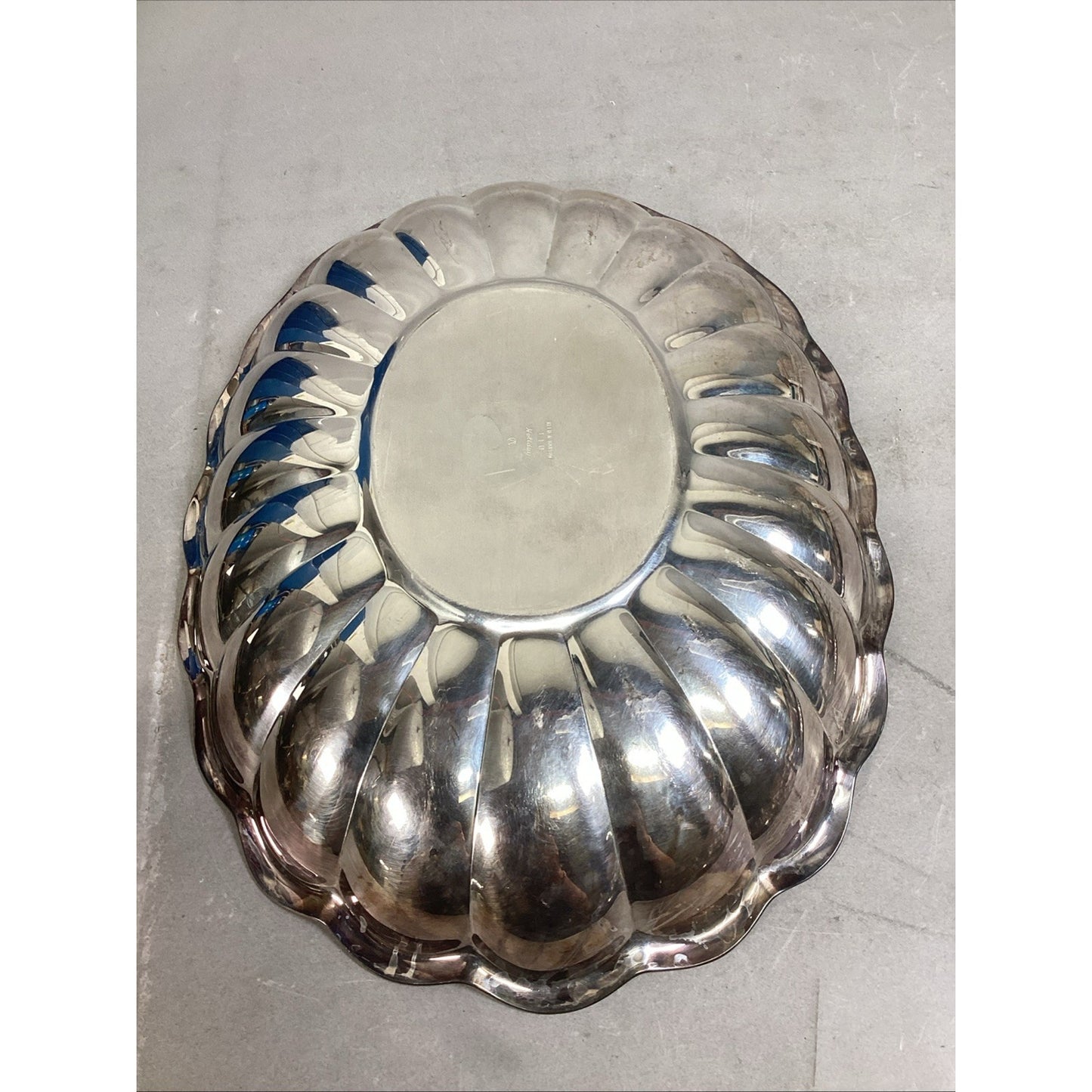 Reed & Barton #110 Holiday 15x11x2 Inch Scalloped Silver Plated Dish